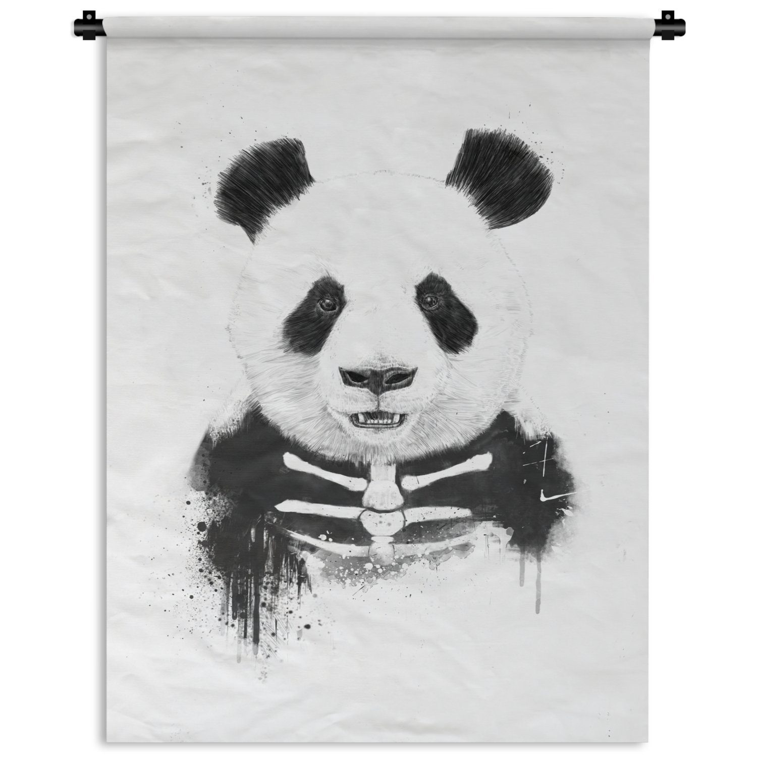 MuchoWow Wanddekoobjekt Panda Tapisserie, Tiere Weiß, Deko - - an Skelett der Wand, Wohnzimmer, - Schlafzimmer für