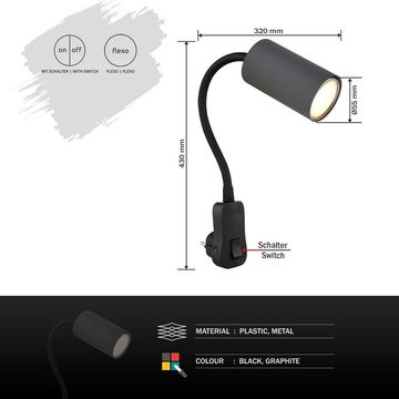 Globo Wandleuchte Wandleuchte Innen Wandlampe mit Schalter Wohnzimmer Schlafzimmer, Bettlampe Wand, ohne Leuchtmittel, Lichtfarbe ist abhägig vom Leuchtmittel, Schlafzimmer, Esszimmer, Küche, Flur