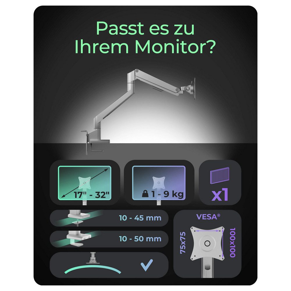 ICY BOX Monitor-Halterung ICY BOX Monitor-Tischhalterung Monitorständer für einen Monitor 1 Disp
