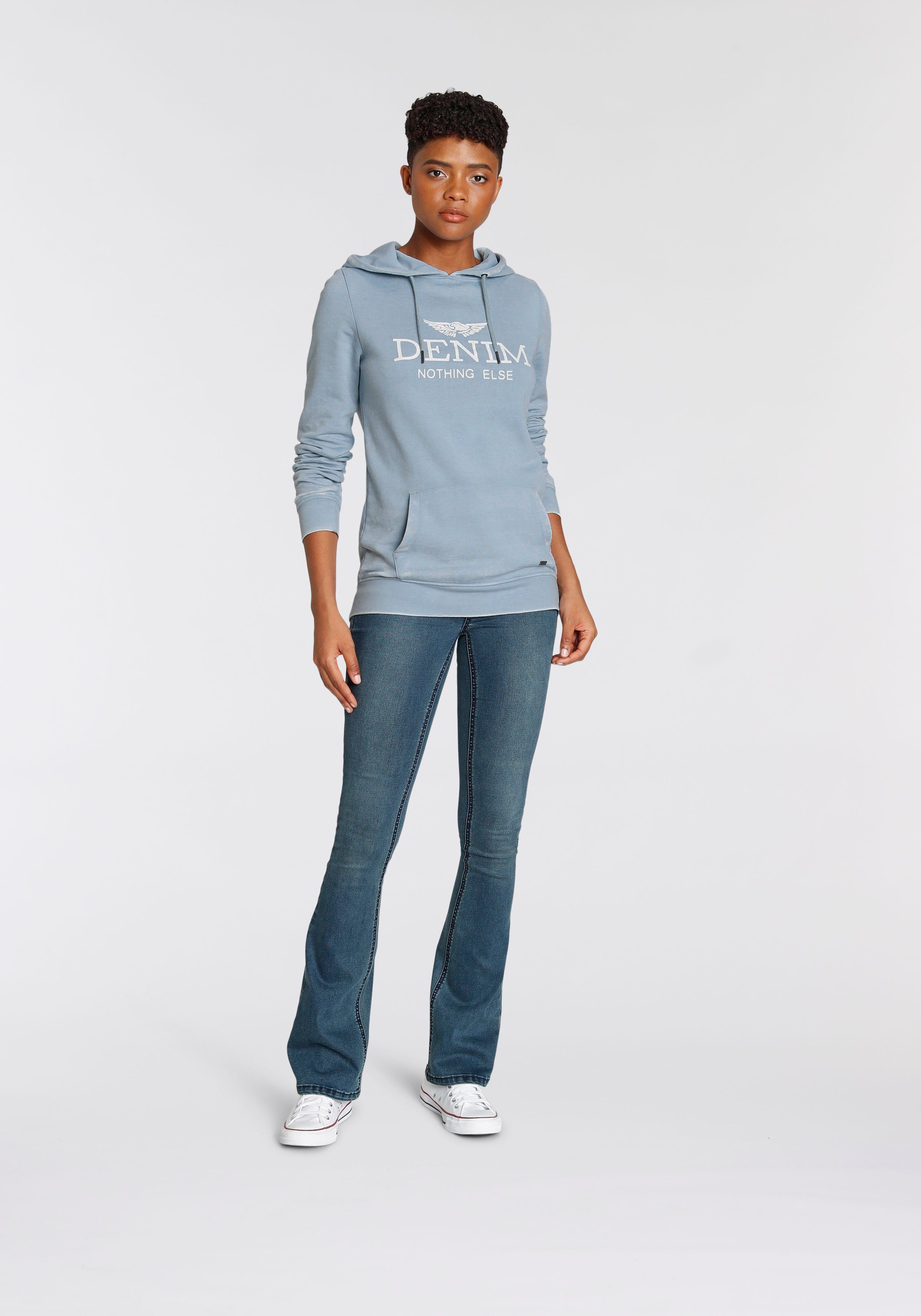 Kapuzensweatshirt Kängurutasche Arizona mit light-blue-washed