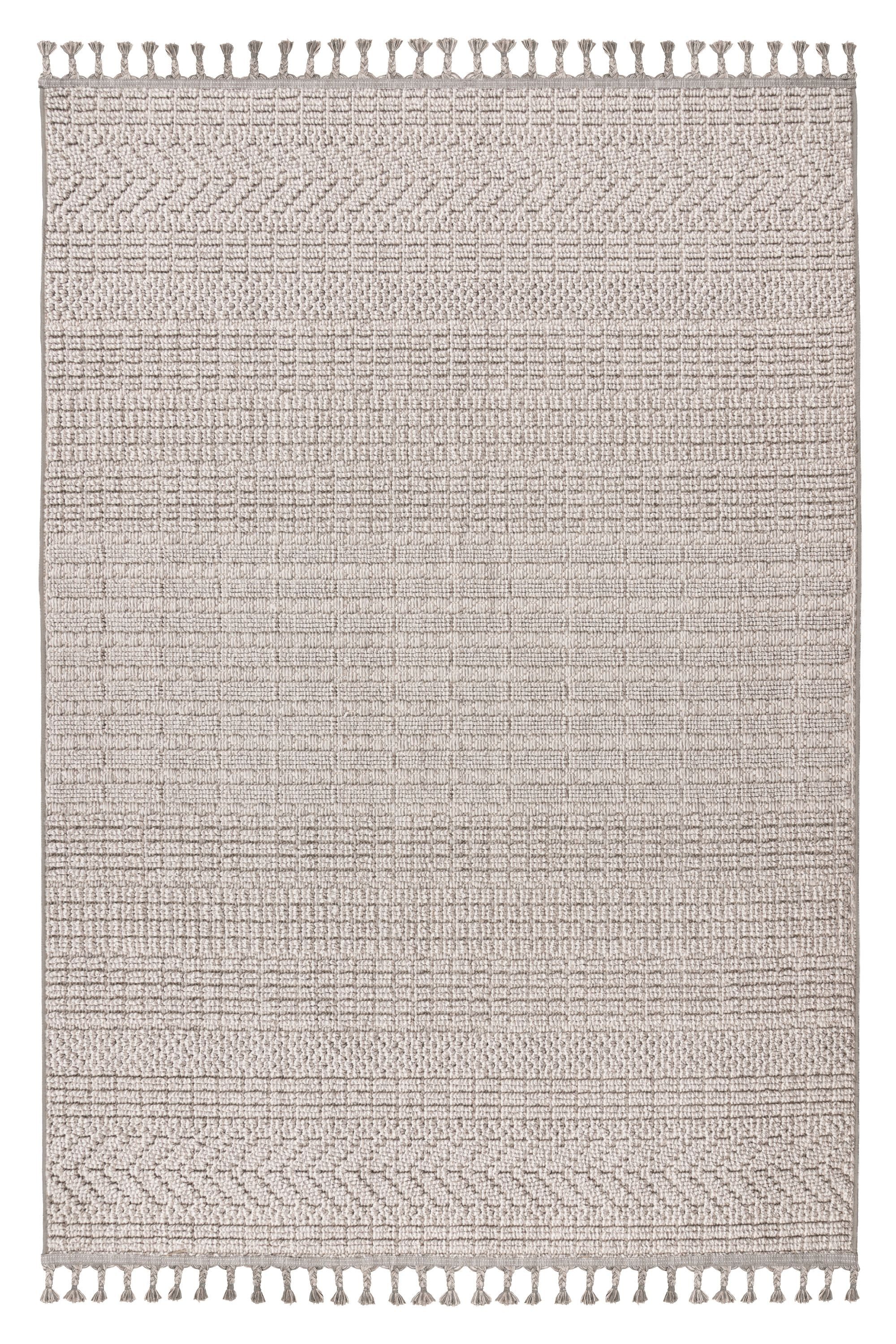 Kayoom Teppich Reef 125, rechteckig, Höhe: 9 mm, Kurzflor, Struktur, mit Fransen, Wohnzimmer