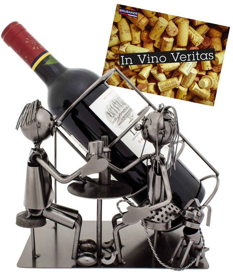 BRUBAKER Weinflaschenhalter Paar mit Hund Weinhalter, (inklusive Grußkarte), Flaschenhalter Metall Skulptur, Wein Geschenk