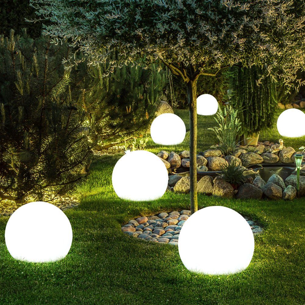 Solar Gartenleuchte, Außen LED Kugel fest Weg verbaut, LED-Leuchtmittel Set etc-shop 9er Lampen Erdspieß LED Beleuchtung Garten