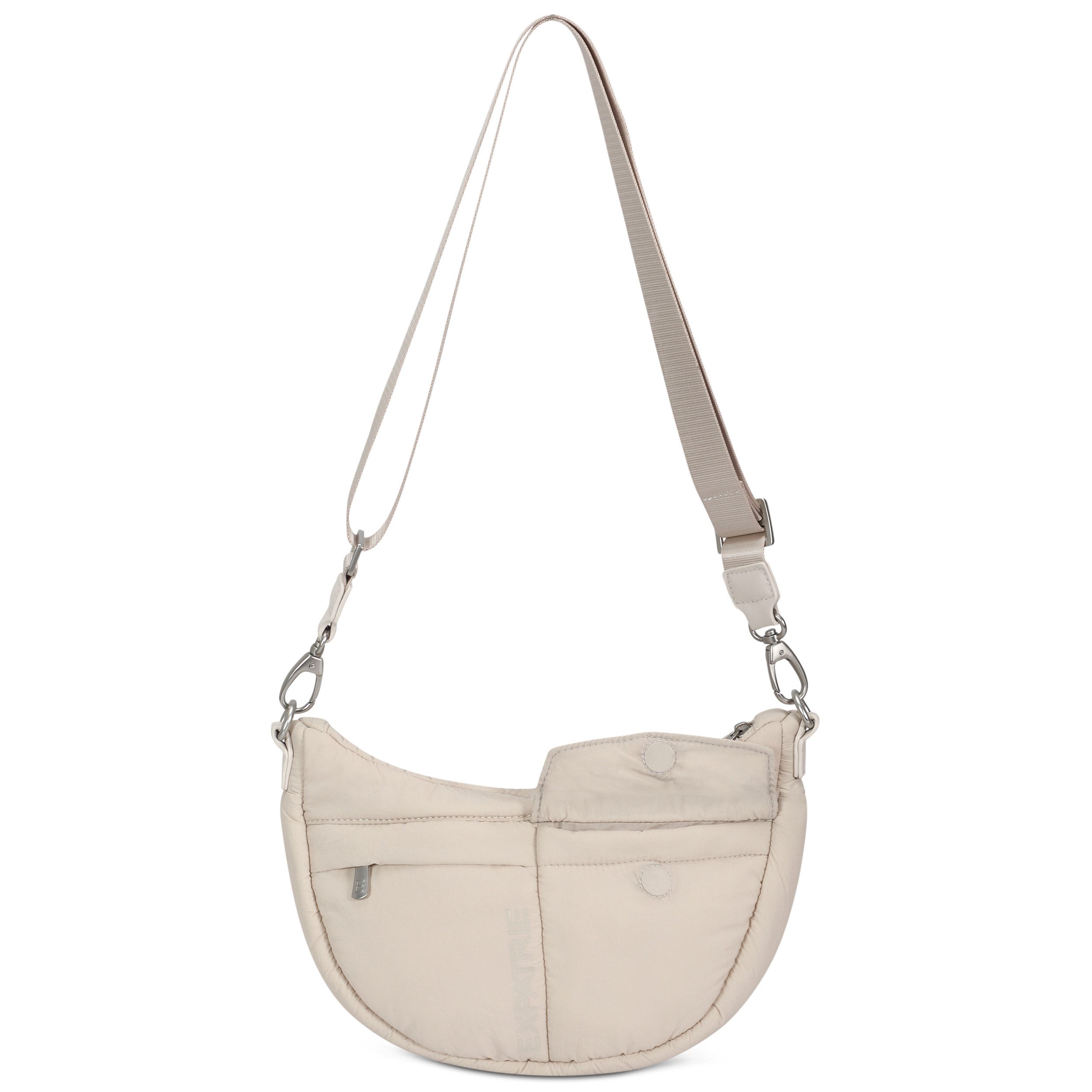 Expatrié Umhängetasche Vivy Half Moon Bag im Puffy Design, Stylische Nylon Crossbody Bag in Halbmond Form, Wasserabweisend