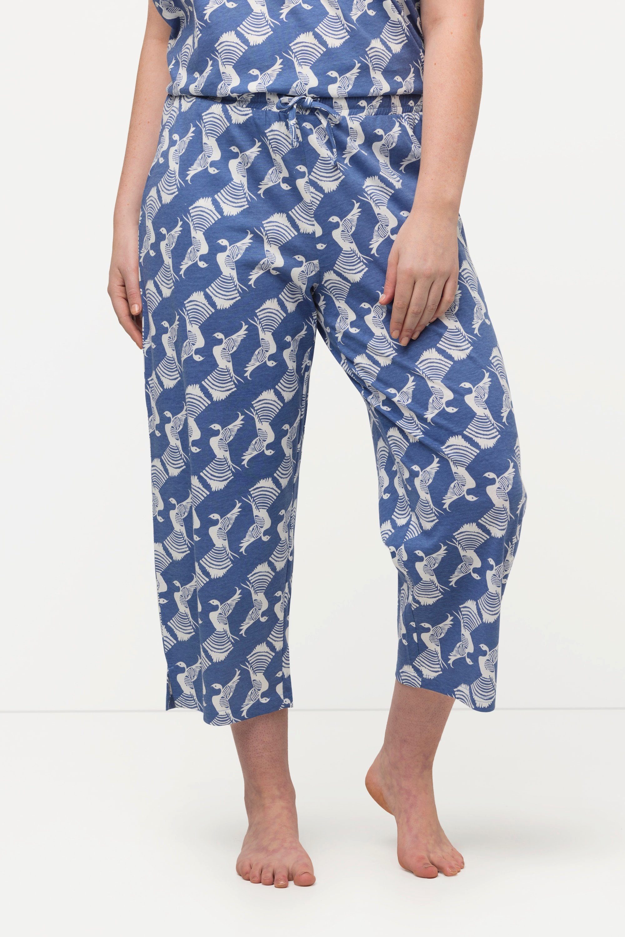 gerades Pyjamahose Popken Tauben Biobaumwolle Bein Pyjama-Shorts Ulla