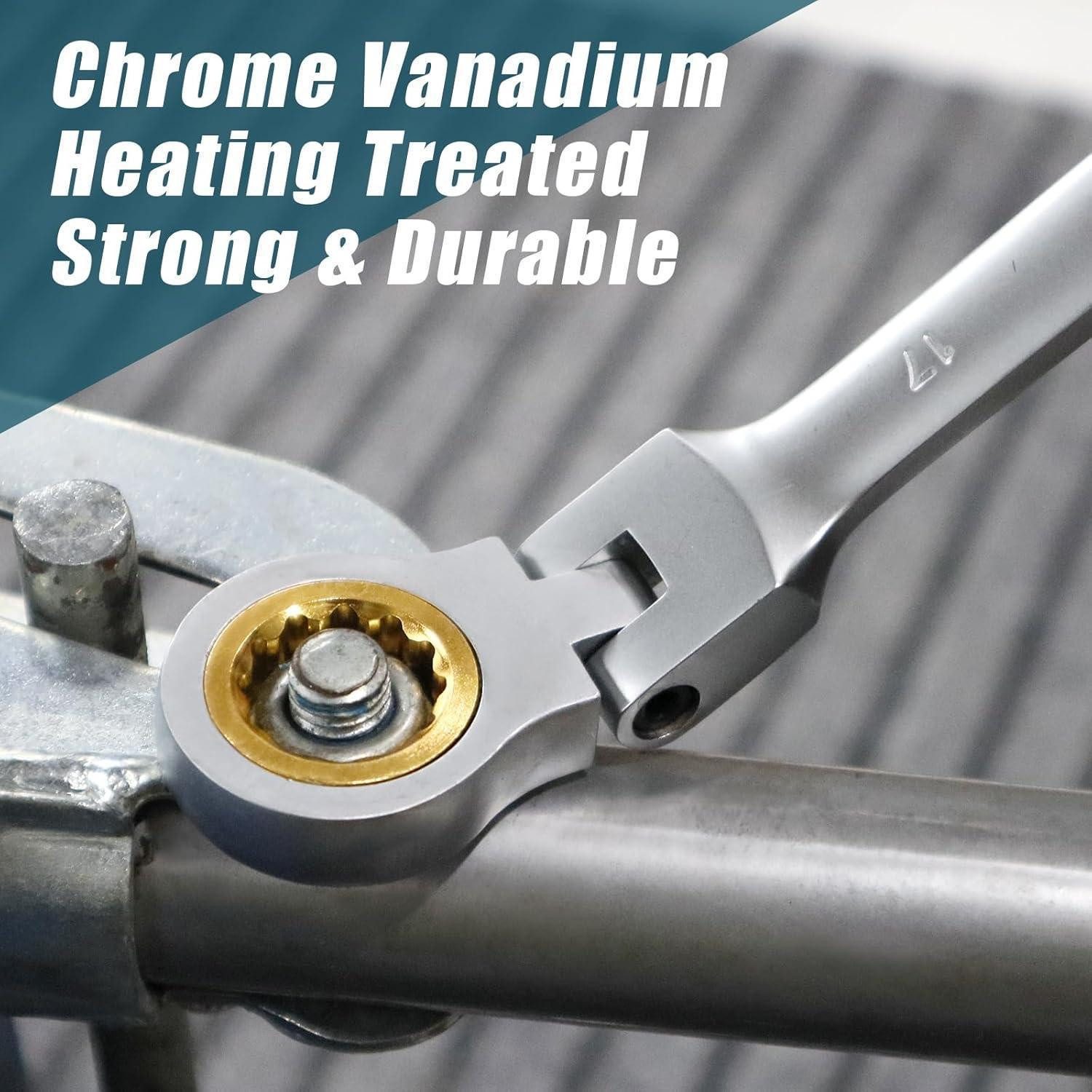 LuxusKollektion Ratschenringschlüssel Kombi Ratschenschlüssel Gelenk CRV Chromoberfläche 10mm