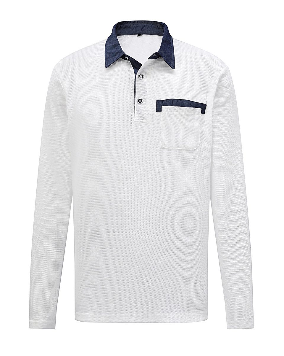 Allthemen Poloshirt Herren langarm Poloshirt mit Brusttasche Polohemd mit K günstig online kaufen
