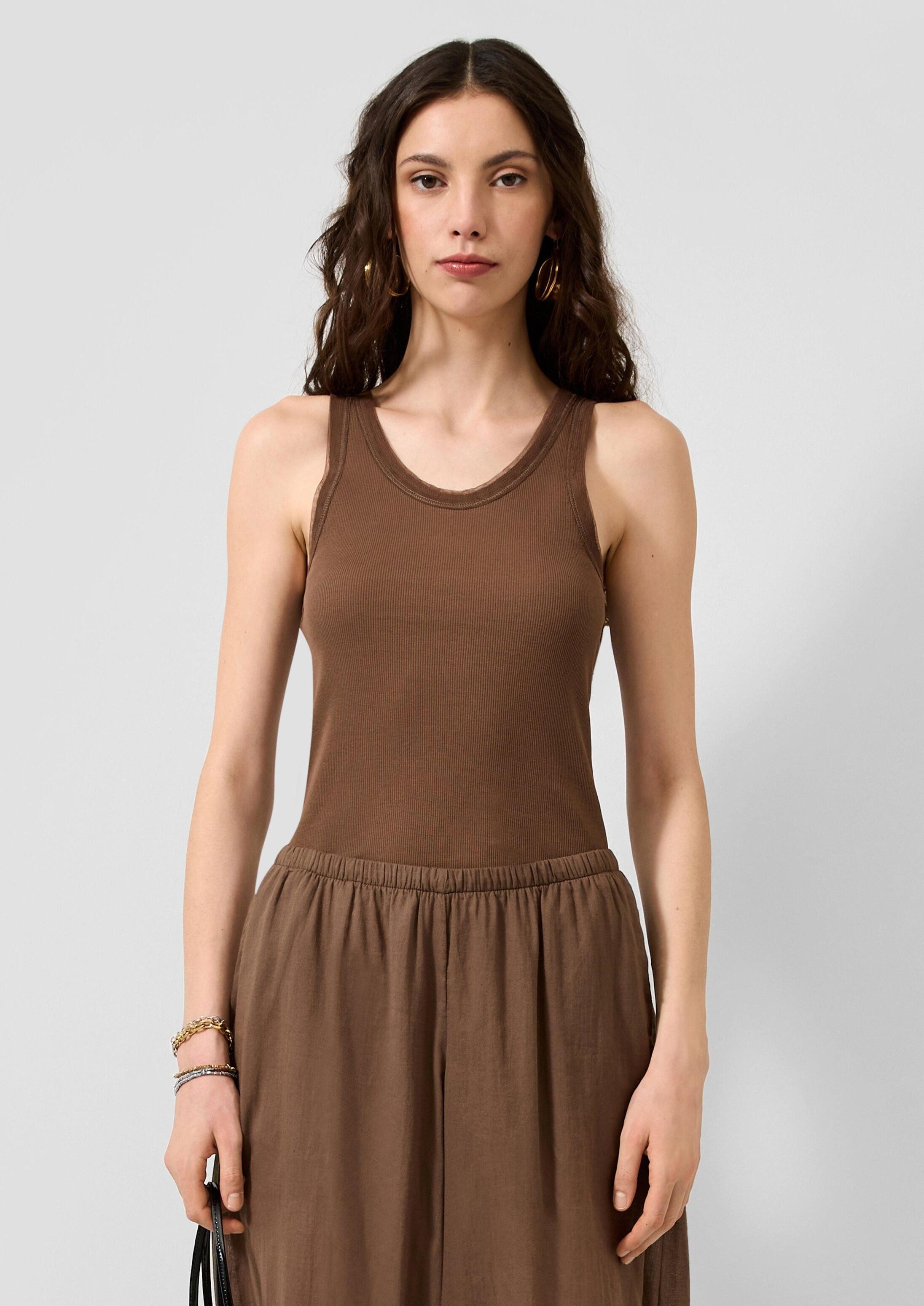 QS Muskelshirt T-Shirt Ripptop mit Meshkante