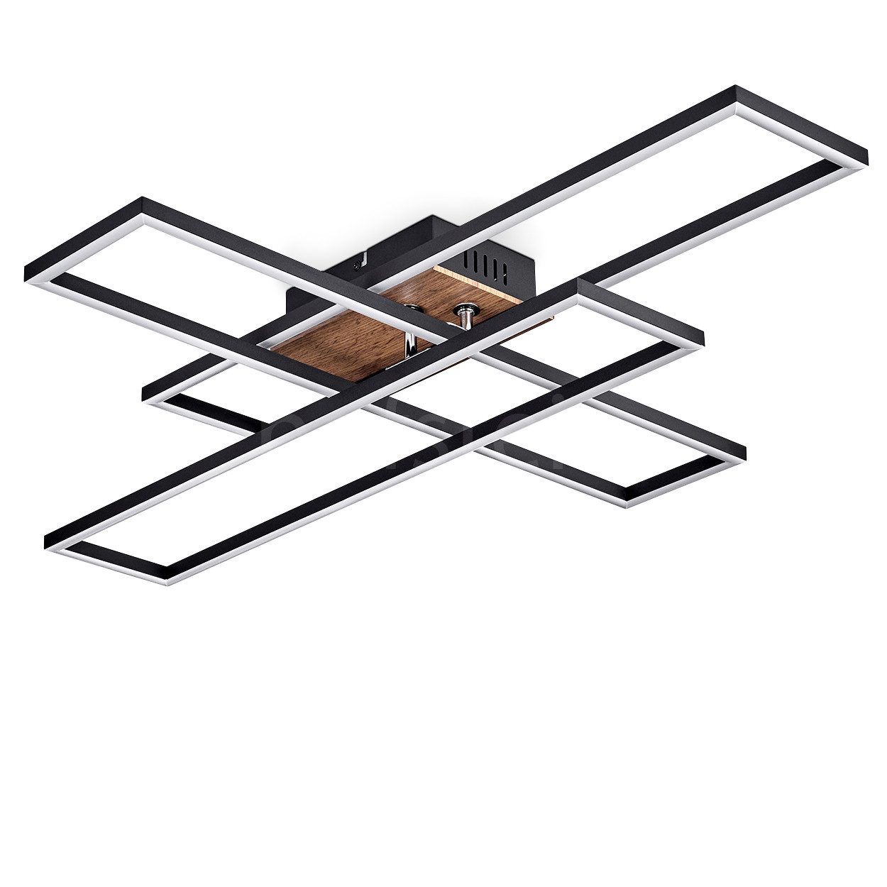 hofstein Deckenleuchte Deckenlampe aus Metall/MDF/Kunststoff in Schwarz/Hol günstig online kaufen