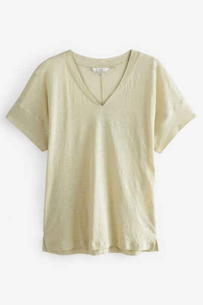 Next T-Shirt Hochwertiges T-Shirt mit V-Ausschnitt aus Leinen (1-tlg)