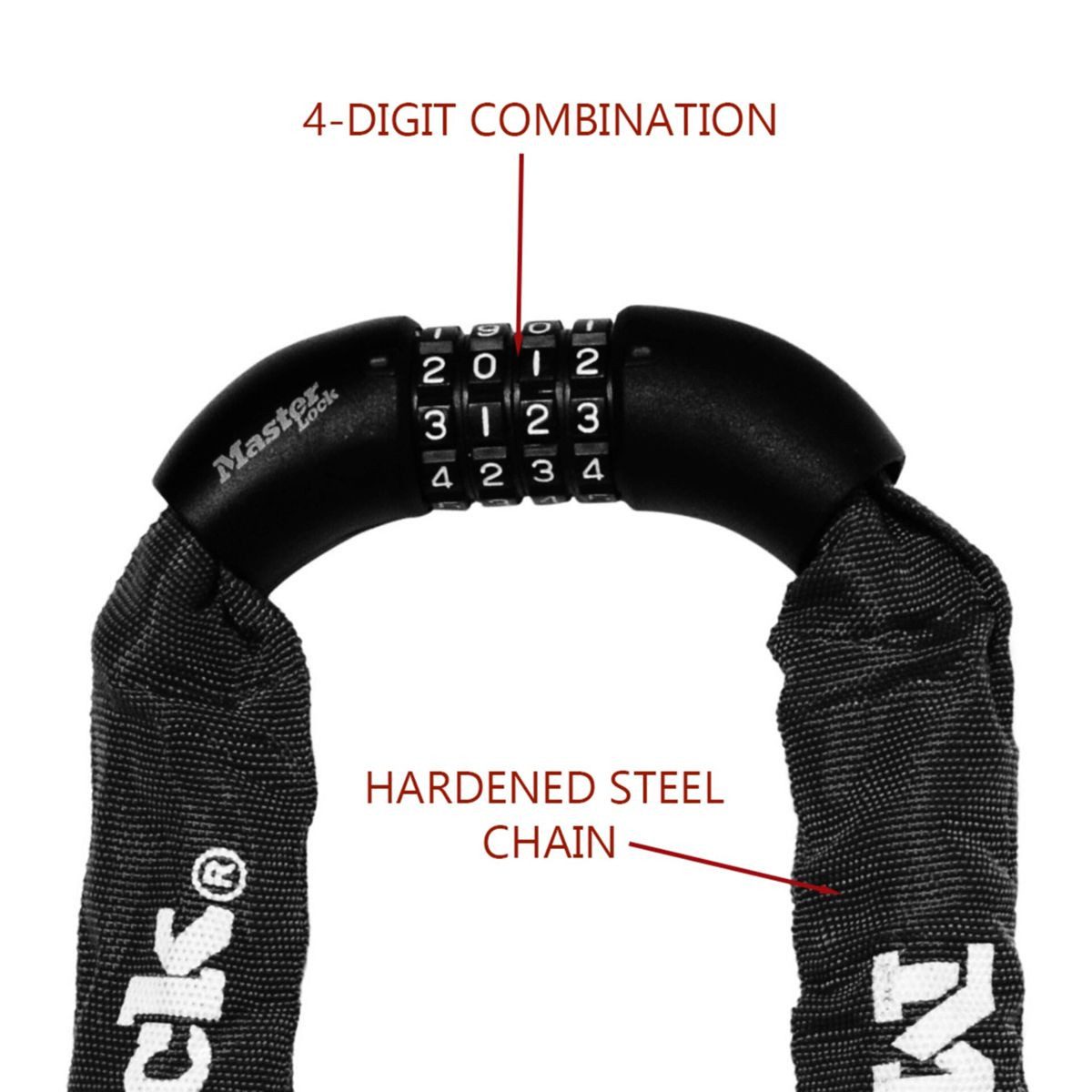 Master Lock Zahlenkabelschloss Ketten aus gehärt. Stahl 8mm 8392EURDPRO