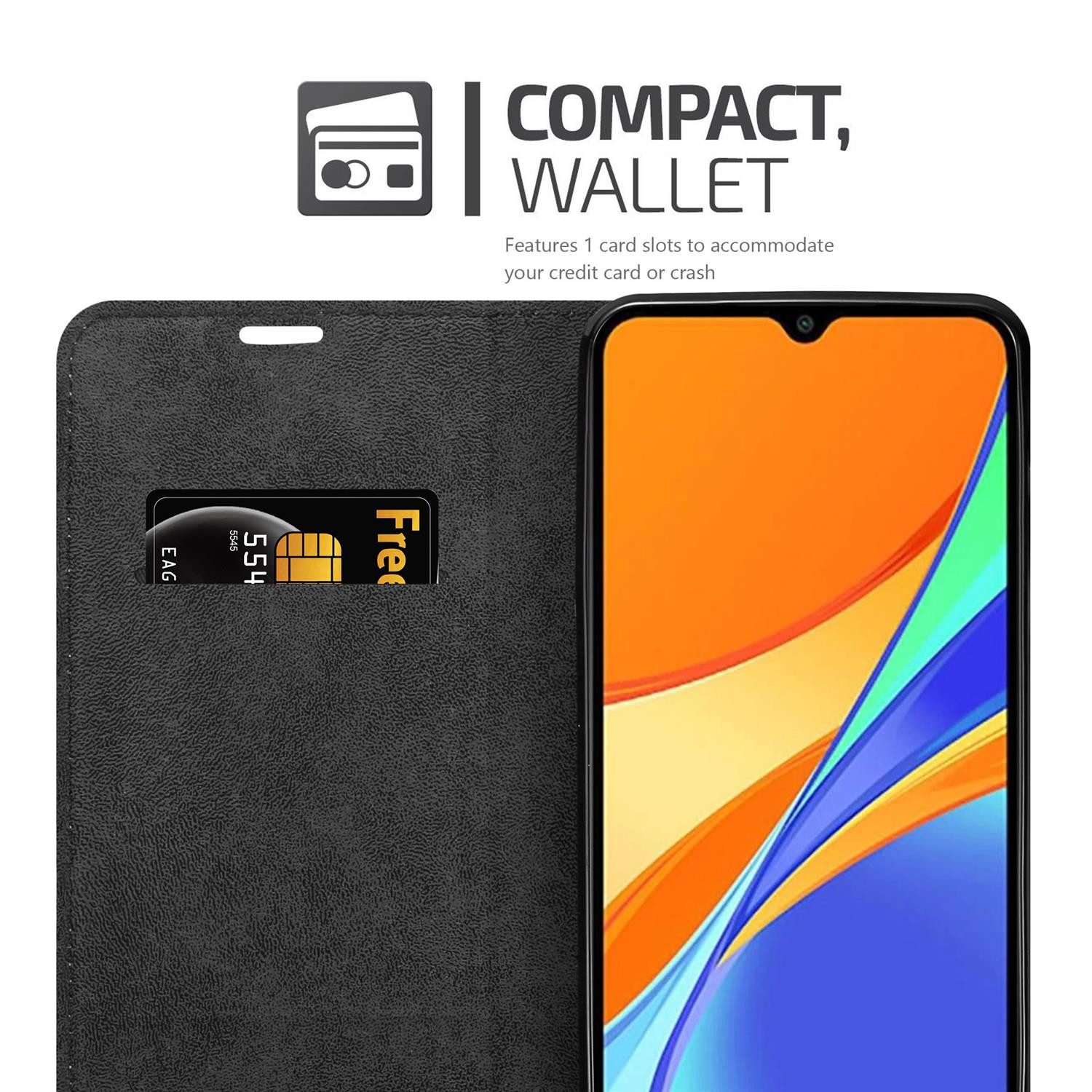 Cadorabo Handyhülle für Xiaomi RedMi 9C / RedMi 10A Hülle Xiaomi RedMi 9C, Hülle Schutzhülle mit Standfunktion, Magnetverschluss und Kartenfach