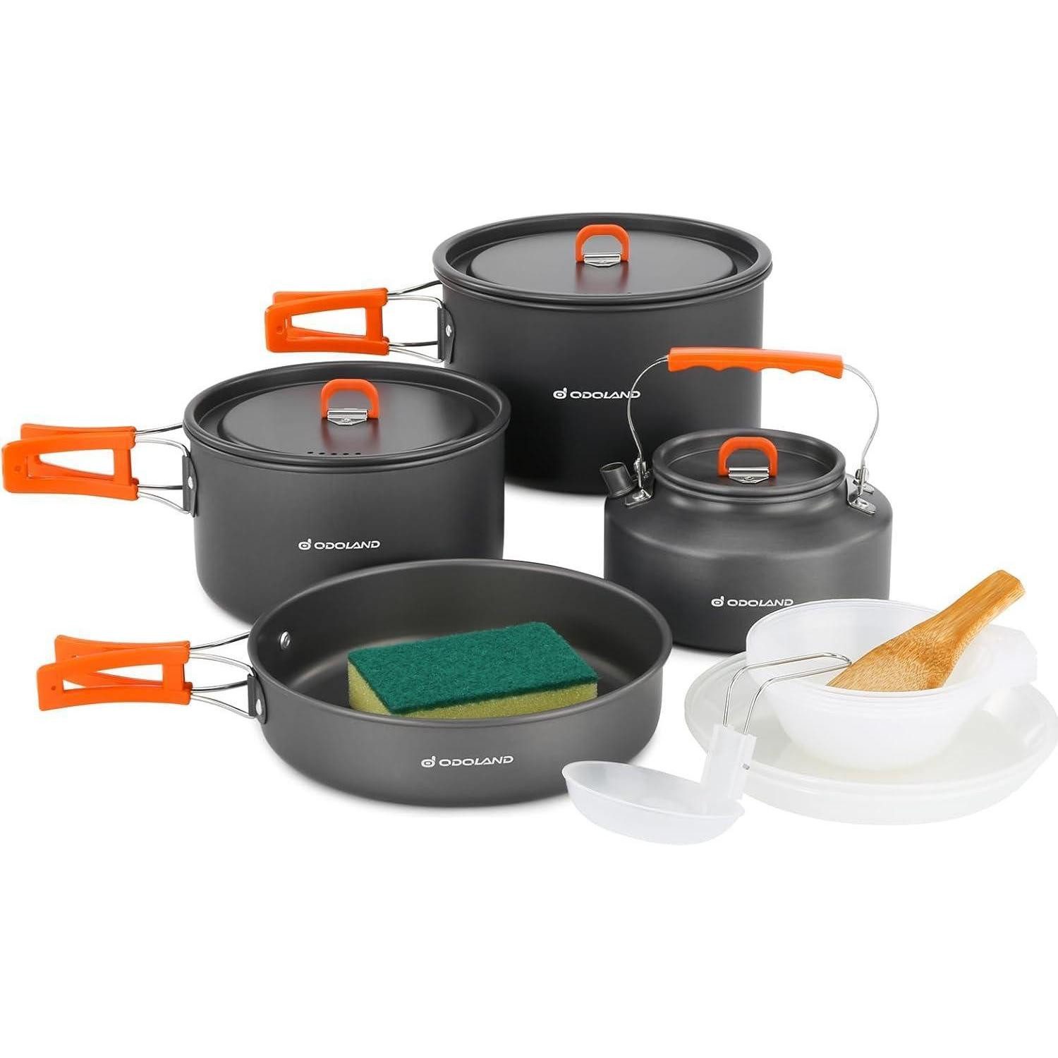 LuxusKollektion Geschirr-Set Camping Geschirr Set 15-teilig Outdoor Kochgeschirr Bratpfanne