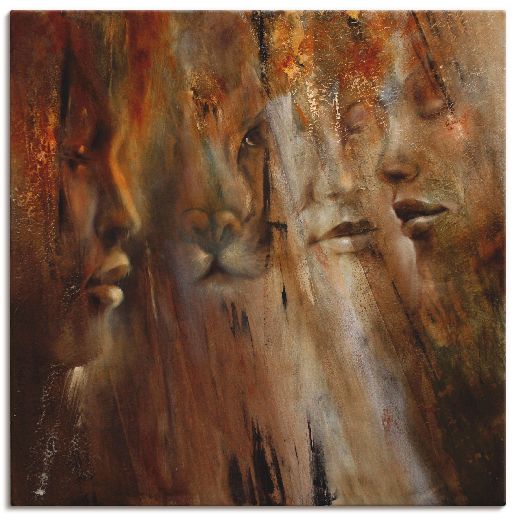 Artland Leinwandbild Gesichter, Animal Fantasy (1 St), auf Holzrahmen gespannt