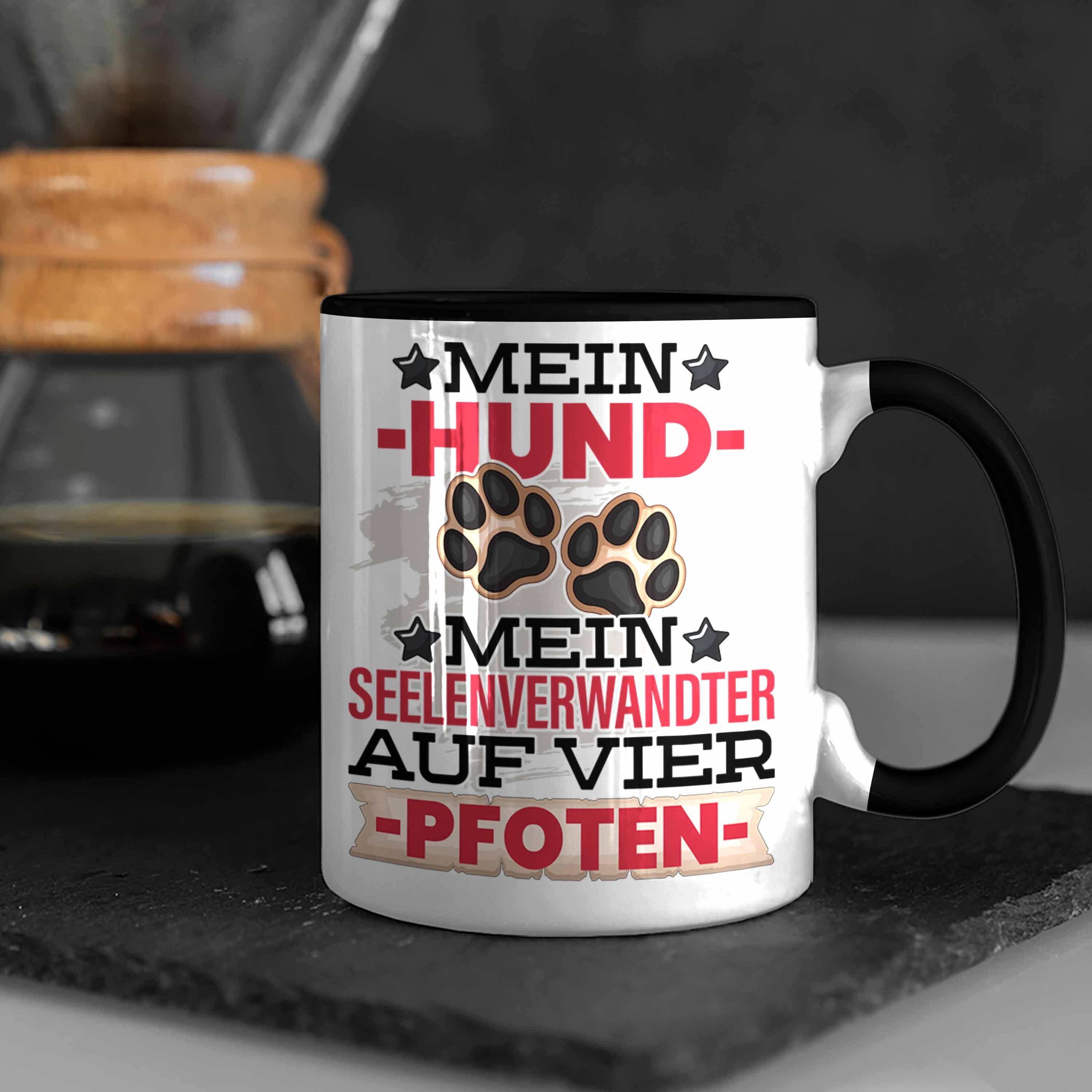 Trendation Tasse Hundebesitzer Hunde Tasse Seelenverwandter Mein Geschenk Schwarz Kaffee-Becher