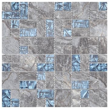 vidaXL Wandpaneel Mosaikfliesen 22 Stk Grau Blau 30x30 cm Glas