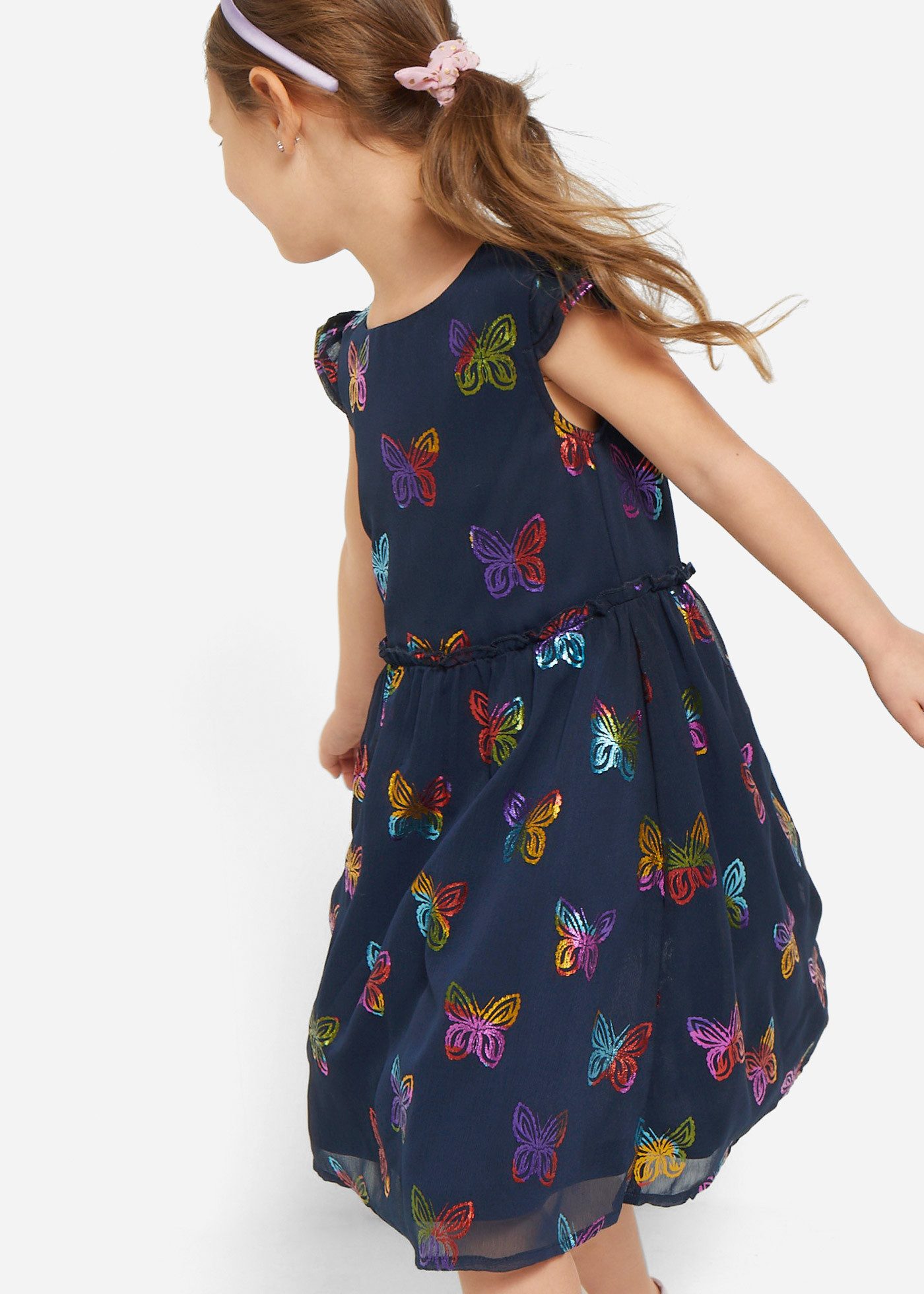 bonprix Chiffonkleid für eleganten Auftritt, Kurzarm-Design, aus Polyester, Regular Fit
