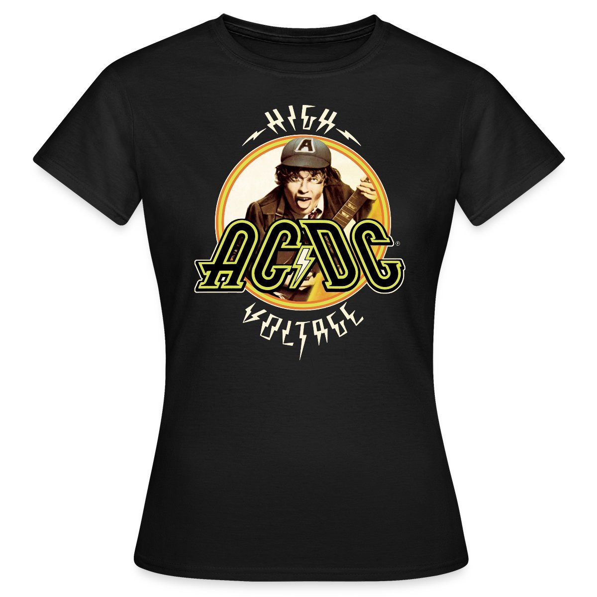Spreadshirt T-Shirt AC/DC Logo High Voltage Angus Young Frauen T-Shirt (1-tlg)