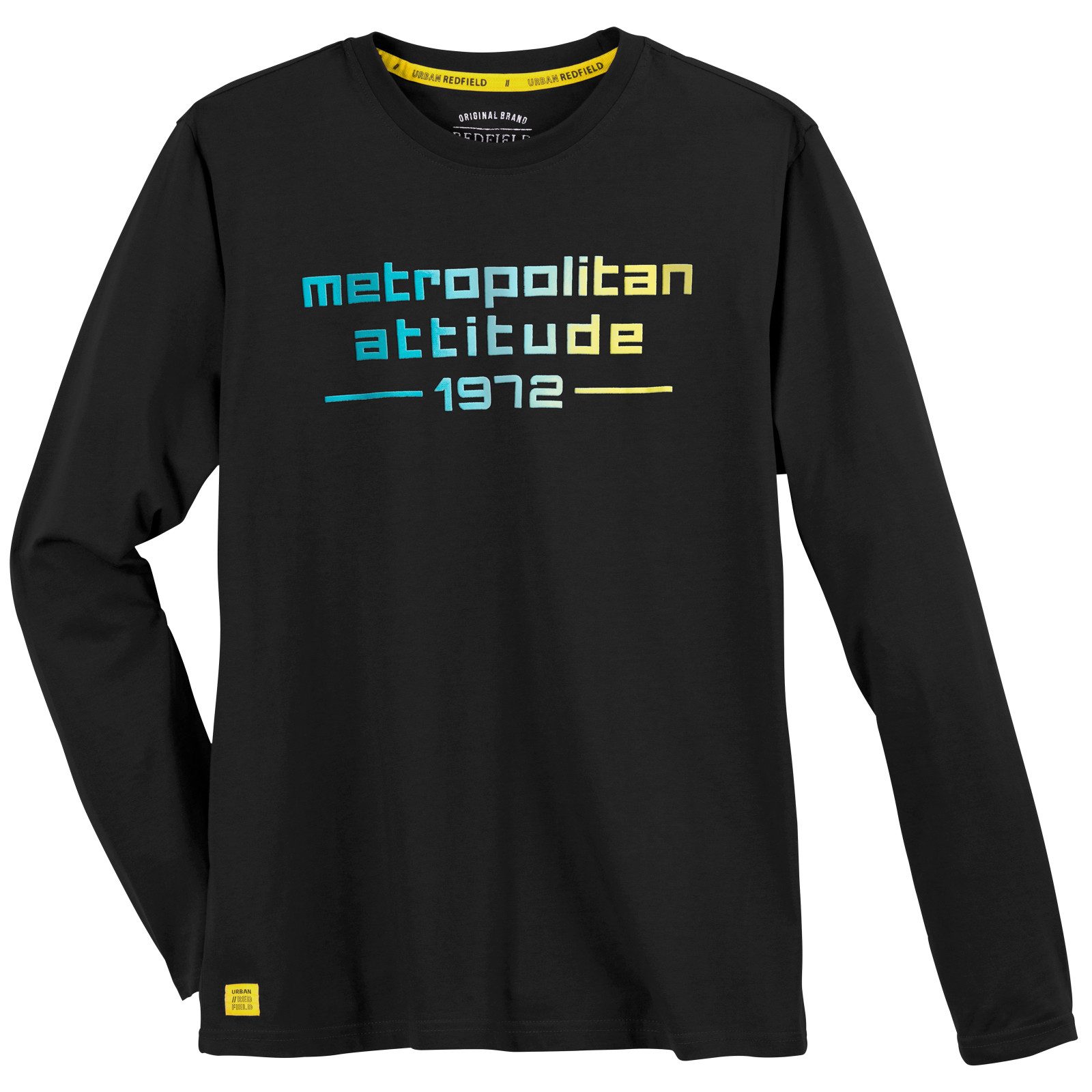 redfield Rundhalsshirt Redfield Übergrößen Longsleeve Metropolitan schwarz