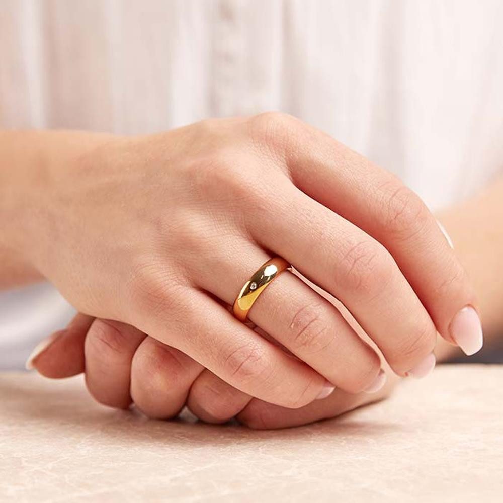 Unique Fingerring Unique Damenring aus vergoldetem Edelstahl 5mm breit R9205cz