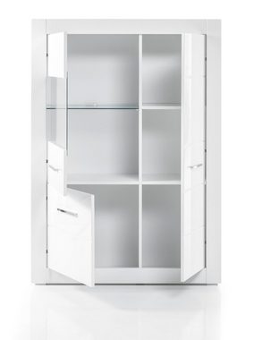 Furn.Design Wohnwand Carrara, (Wohnkombination 4-teilig, Breite 335 cm), in weiß Hochglanz