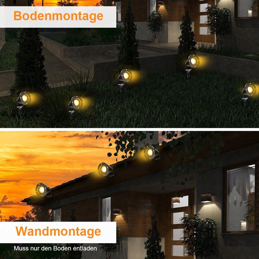 Lospitch Gartenstrahler LED Gartenstrahler mit Außenstrahler Gartenbeleuchtung 4W Erdspieß