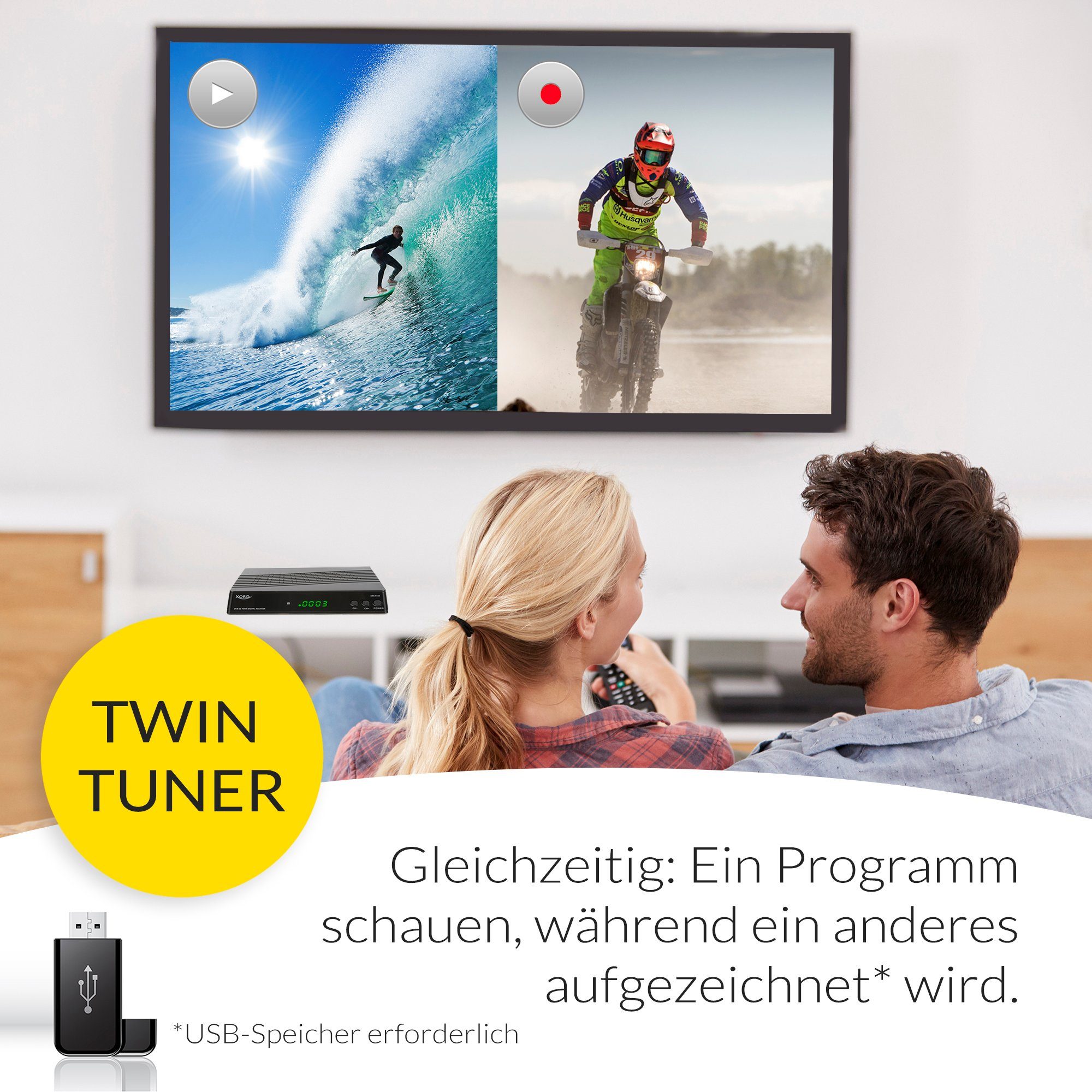 Xoro HRS 9194 TWIN, PVR Ready - 2 Aufnahmen gleichzeitig möglich, Full HD SAT-Receiver