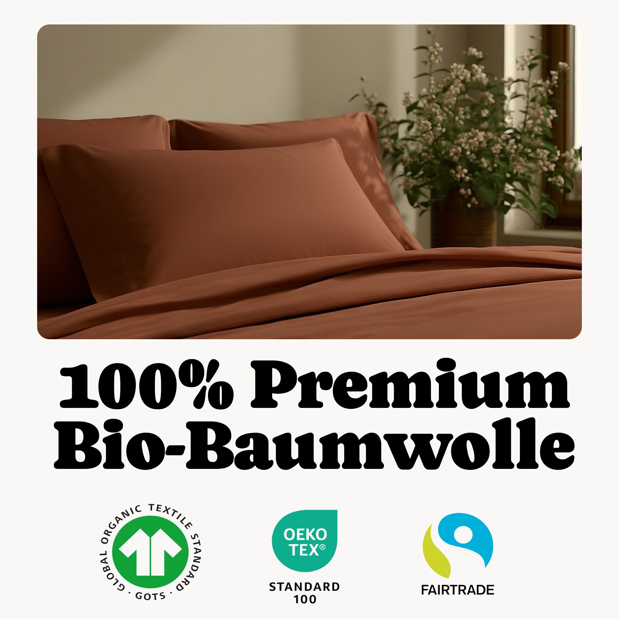 Seralino Kissenbezüge Mako Satin Kissenbezug (100% Bio Baumwolle) weich, hautfreundlich, (2 Stück), Fairtrade/ GOTS zertifizierte uni Kissenhülle mit Reißverschluss