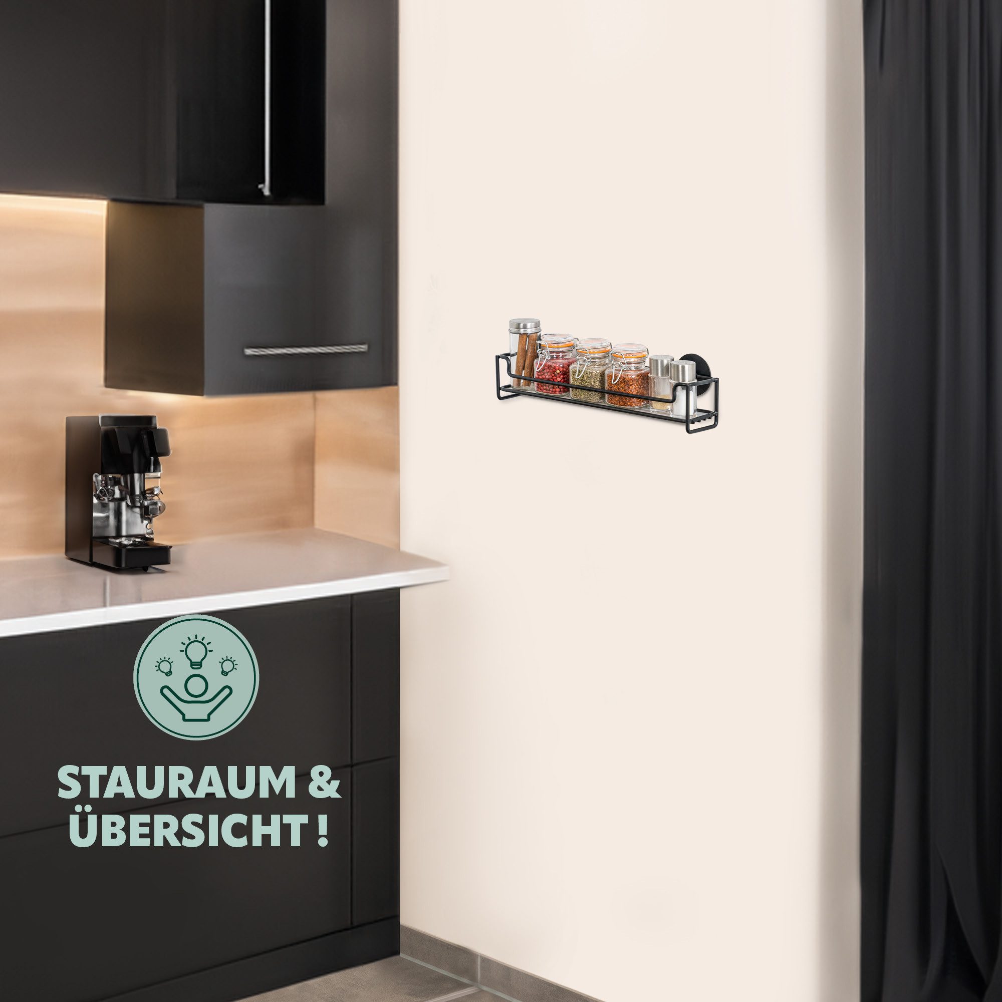 bremermann Gewürzregal Gewürzregal zur Wandmontage, schwarz, Kleben oder Bo günstig online kaufen