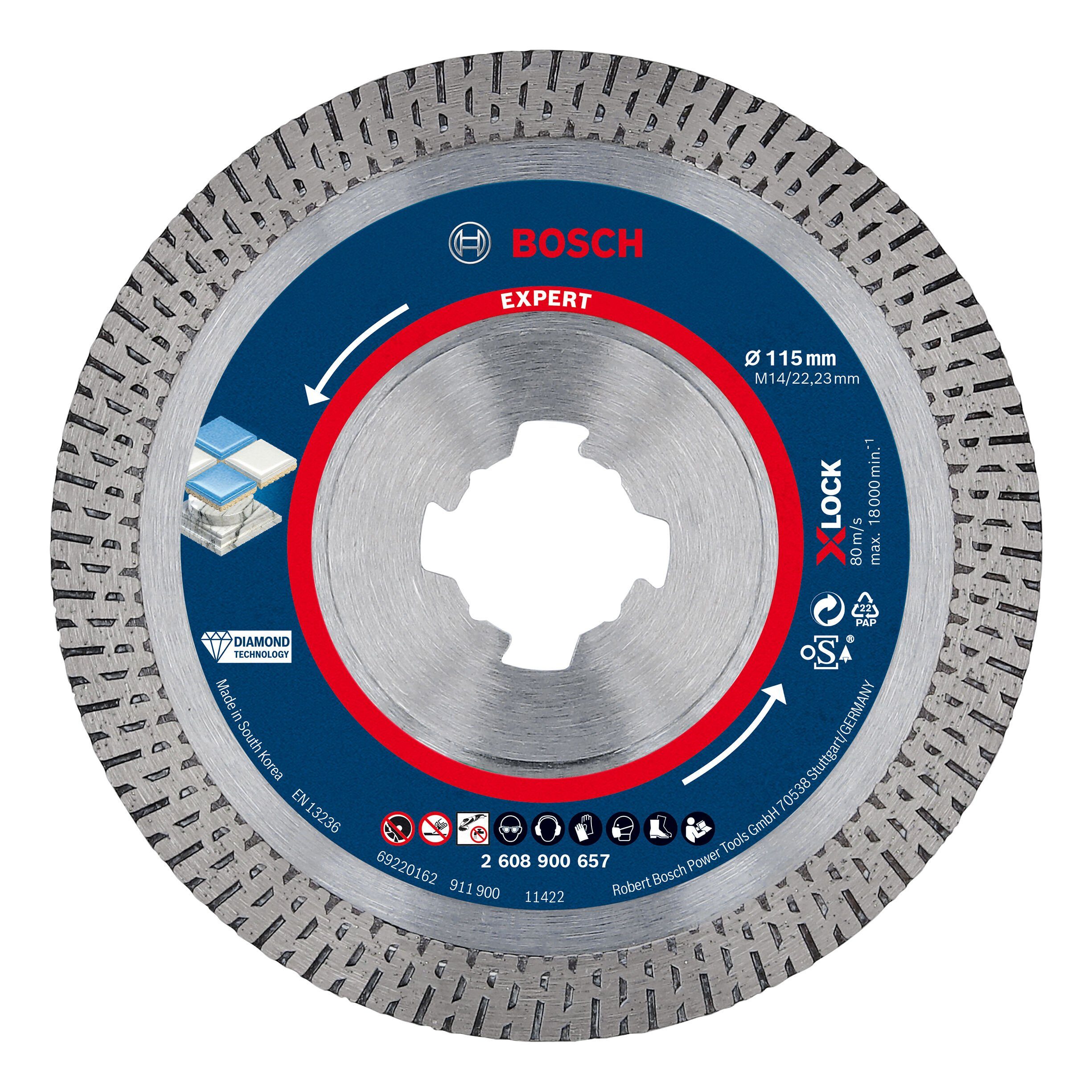 BOSCH Trennscheibe Expert HardCeramic, Ø 115 mm, Expert Best for Hard  Ceramic Diamanttrennscheibe X-LOCK - 115 x 22