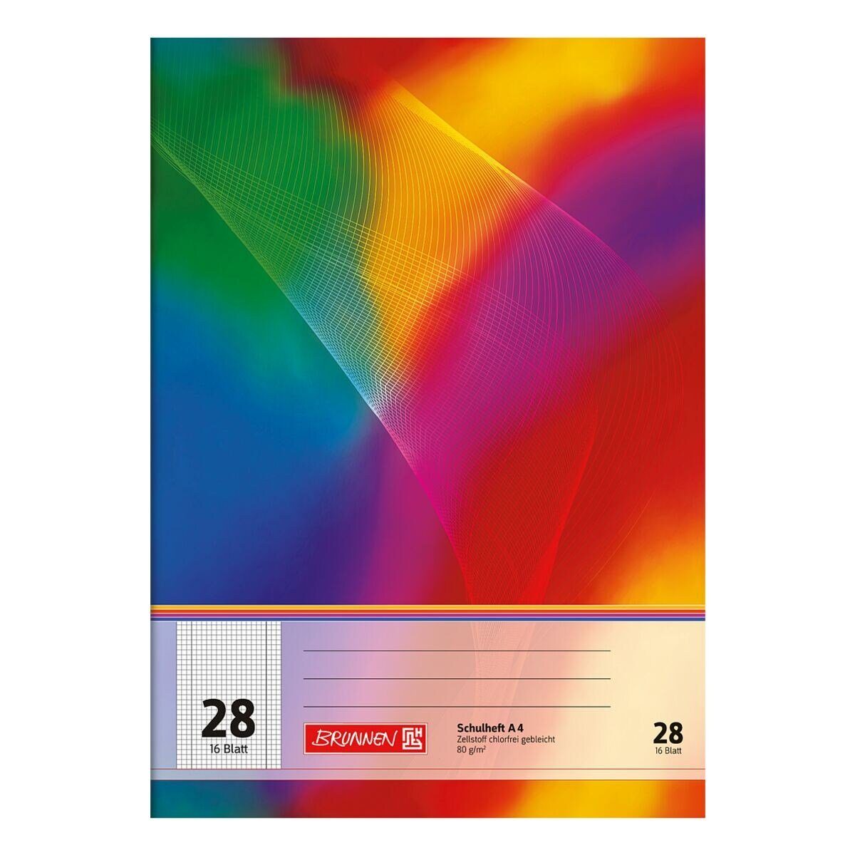 BRUNNEN Schulheft, A4, kariert (Lineatur 28), mit Innen-/ Außenrand, ungelocht