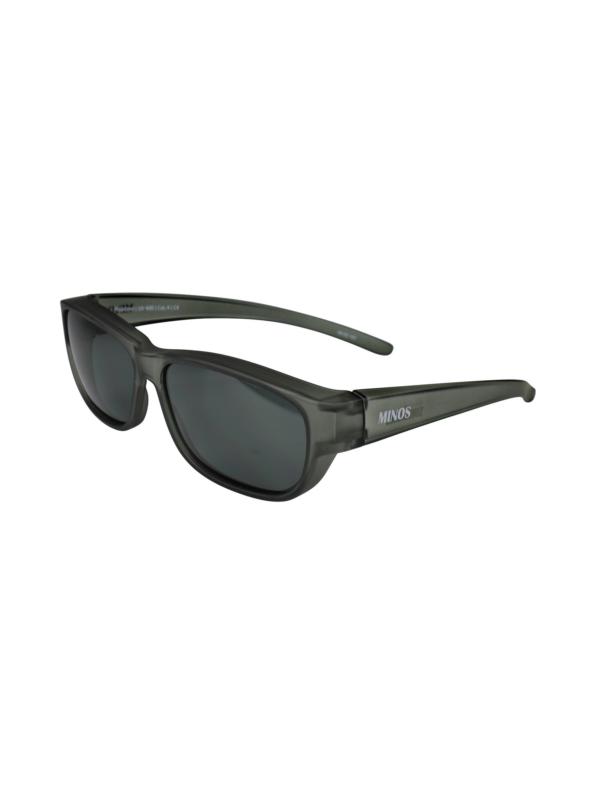 Sonnenbrille und ActiveSol Schiebebox Brillenputztuch) (inklusive schwarz Minos Überziehsonnenbrille SUNGLASSES