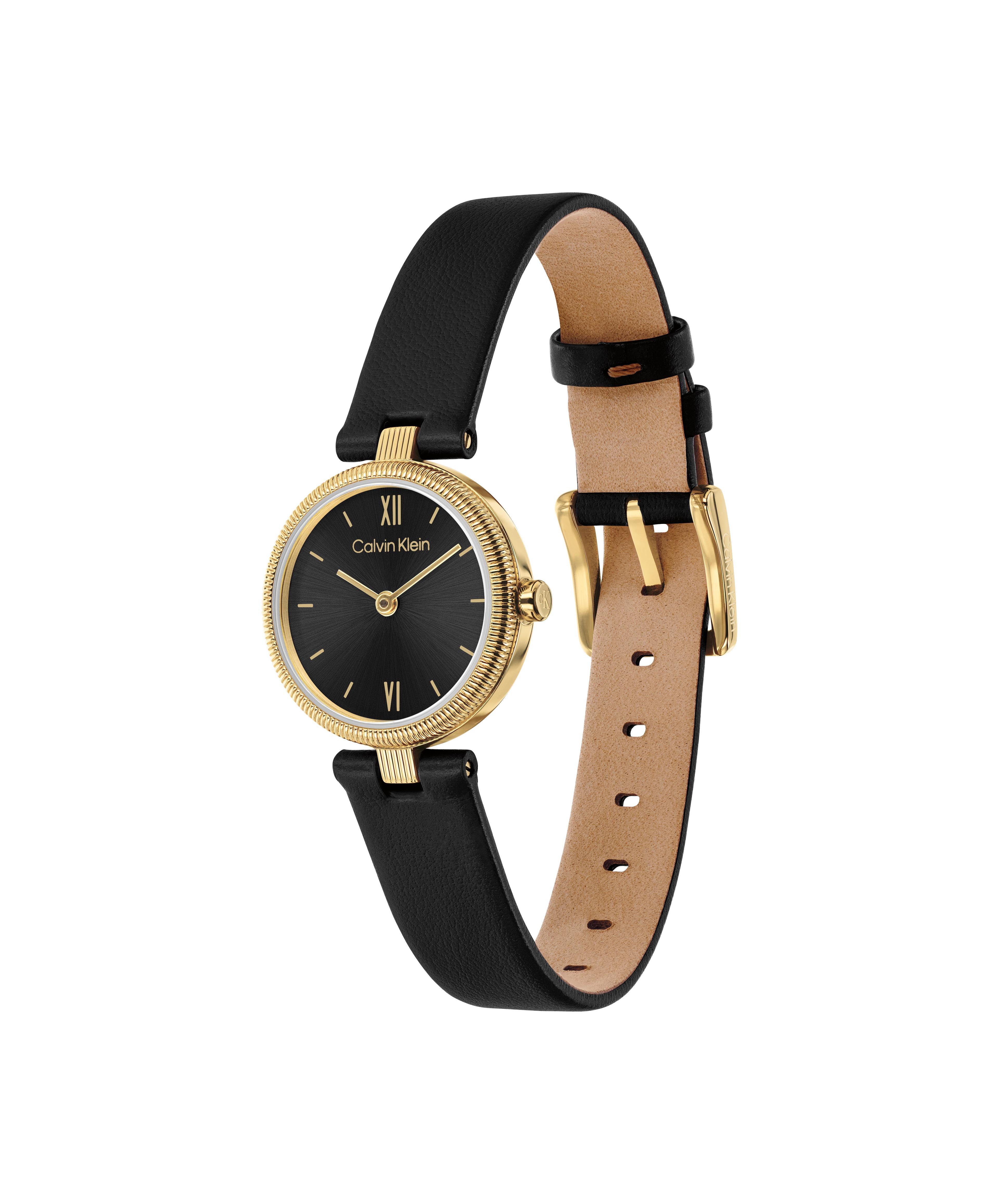Calvin Klein Quarzuhr GLEAM 25100230, Armbanduhr, Damenuhr, Lederarmband, analog
