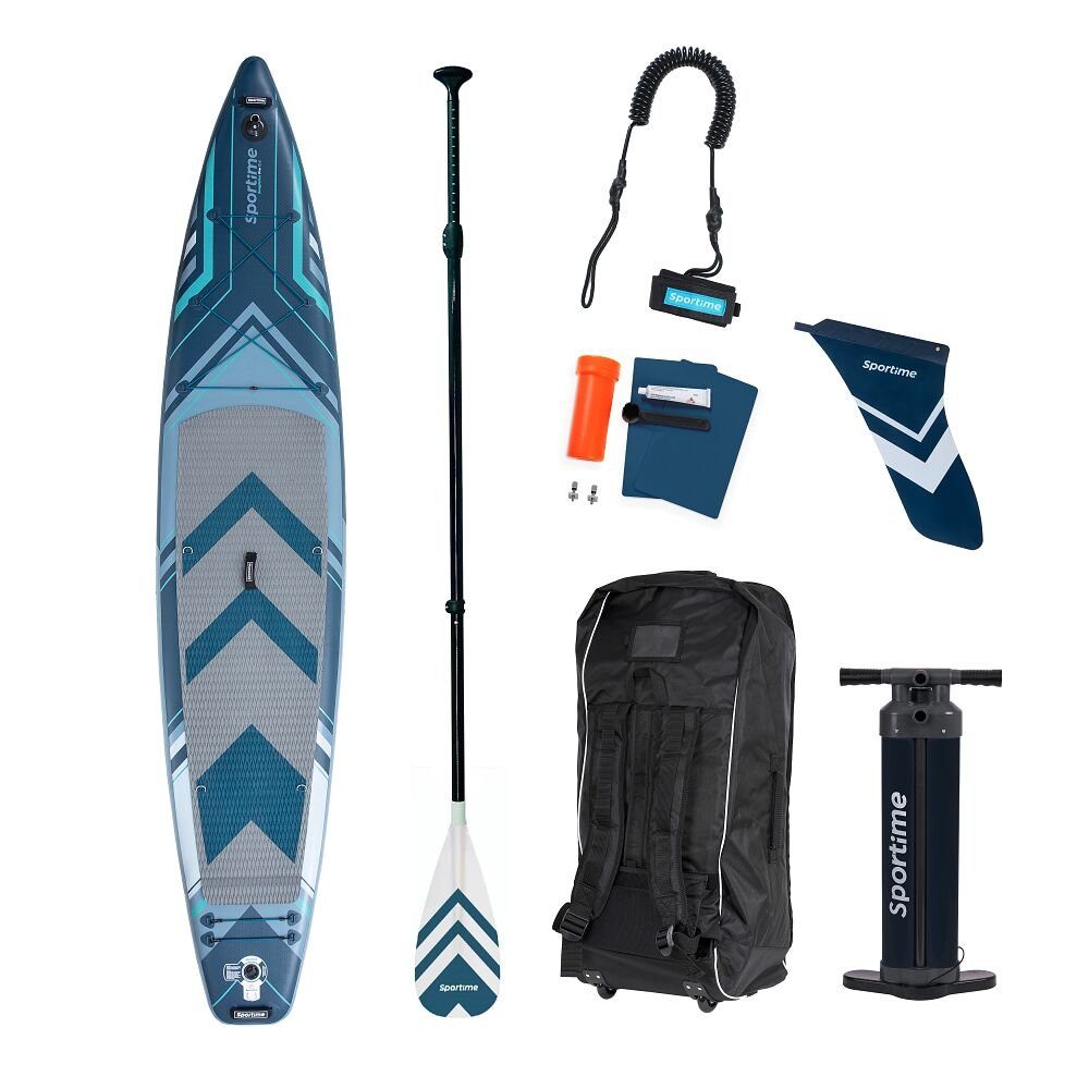 Sportime SUP-Board Stand Up S & verstärkte 12'6 Board Pro Carbon-Set, formstabil, Rail, Paddling steif hart das 3-fach Seegleiter Touring machen Board Board