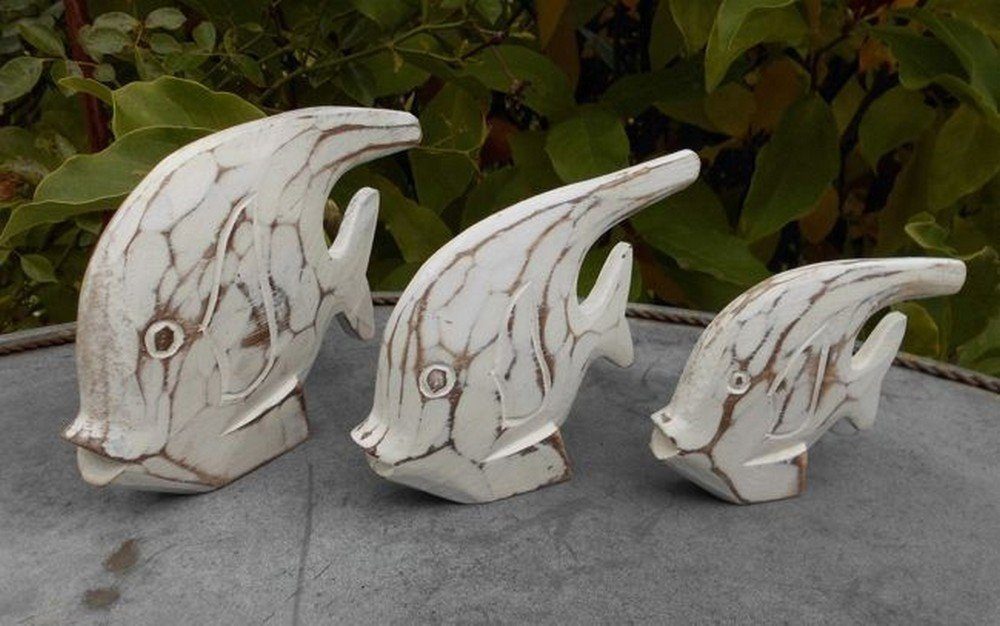 Deko-Impression Dekofigur Fische Set Ostsee Statuen Deko-Objekt 3er Set weiss maritim 11-15 cm (3 St)