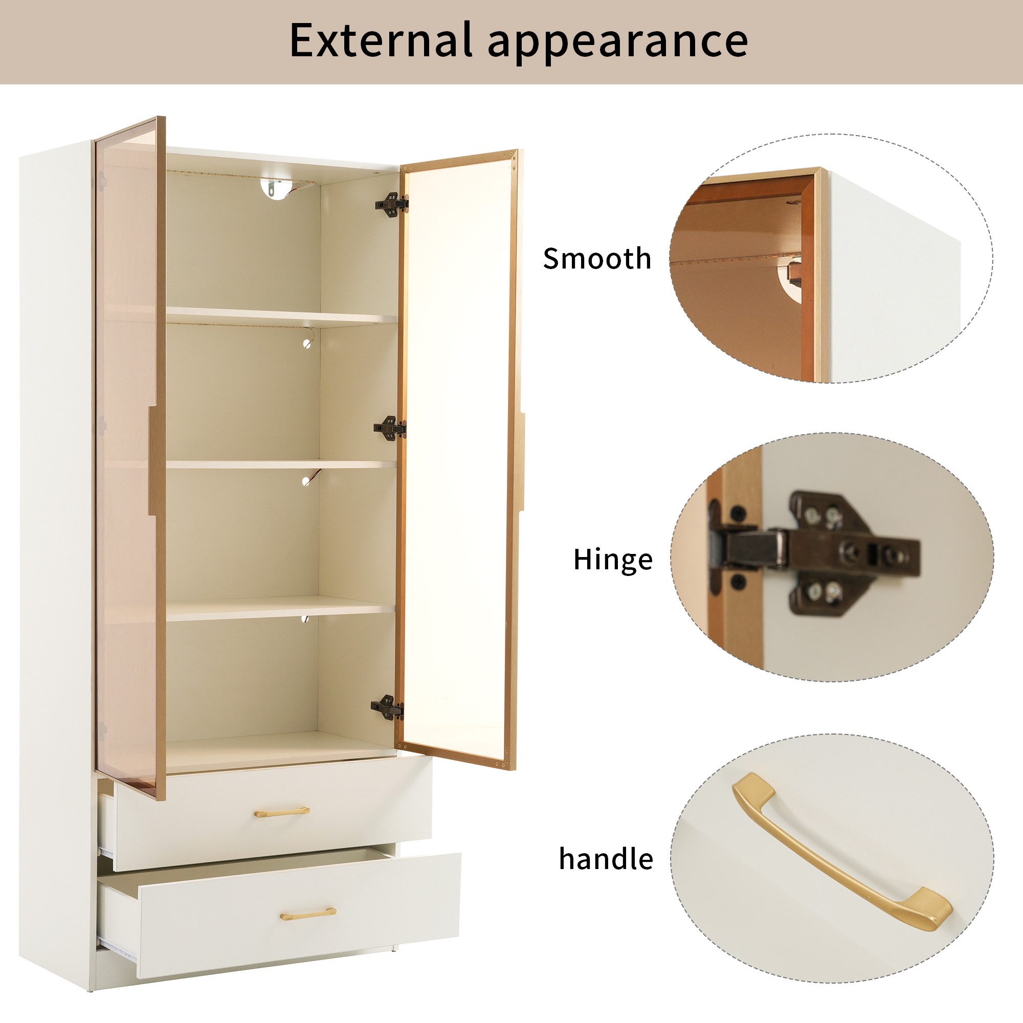 HAUSS SPOLE Vitrine 170×75cm Highboard Küchenschrank Beistellschrank Kommod günstig online kaufen