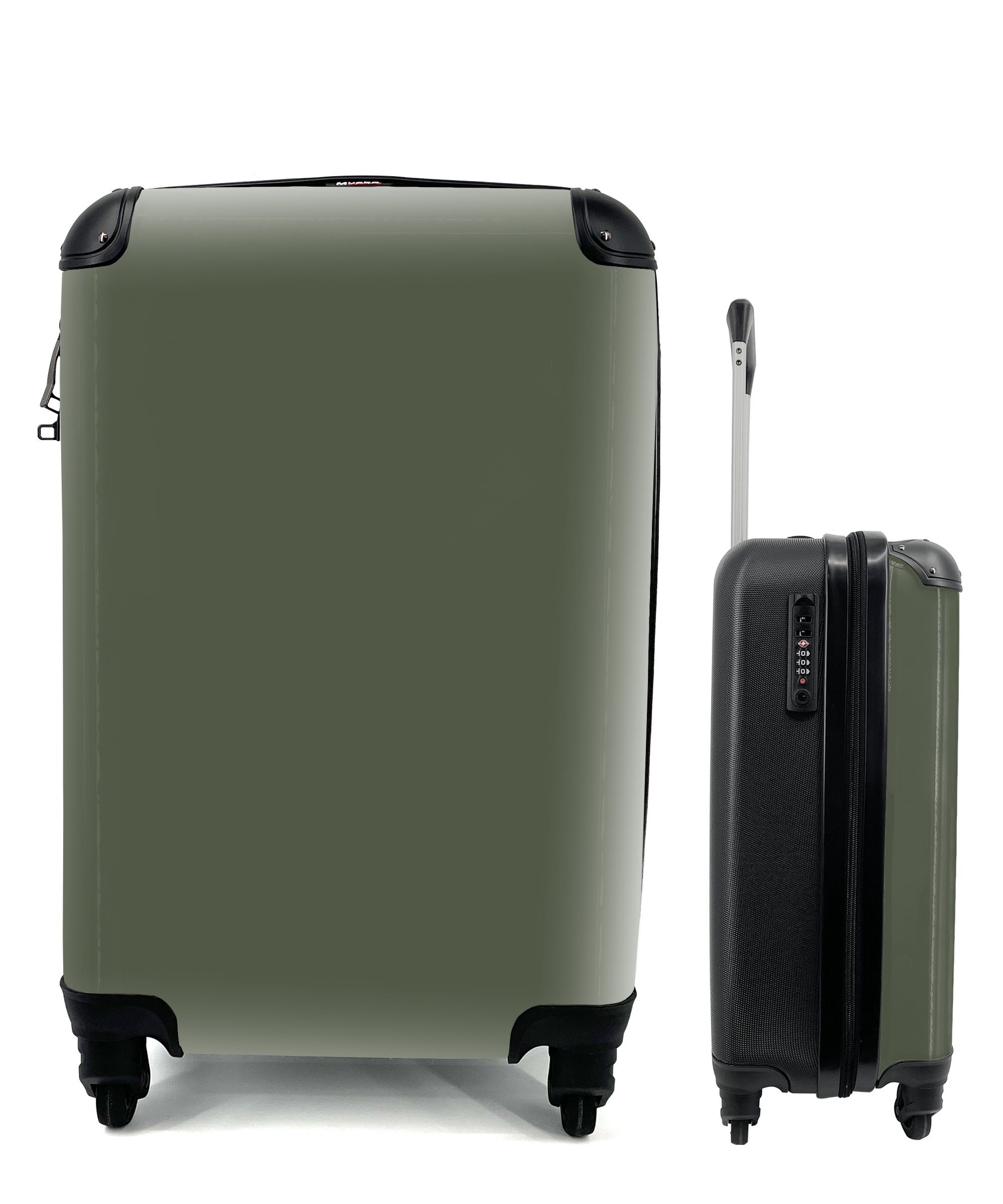 MuchoWow Handgepäckkoffer Handgepäck Olivgrün, - Reisekoffer Reisetasche Einfarbig Grün Trolley, Rollen, 4 für Ferien, mit rollen, 