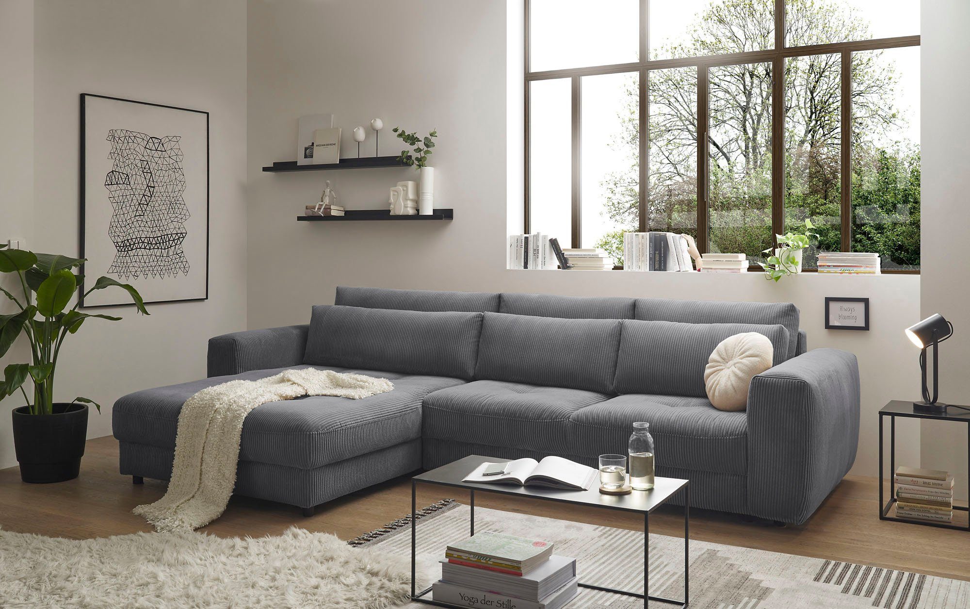 ED EXCITING DESIGN Ecksofa Barura L-Form, mit 3 Nierenkissen