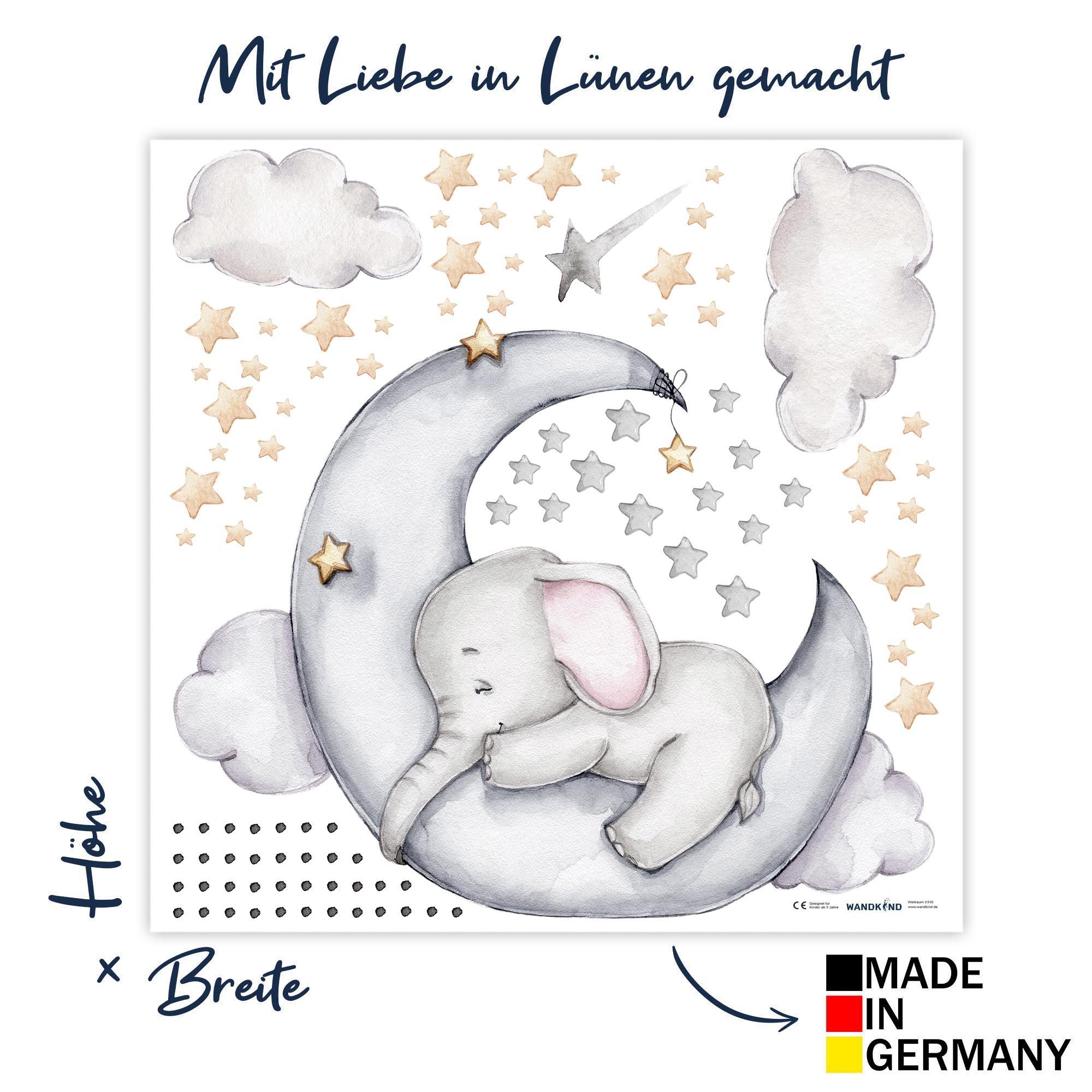 WANDKIND Wandtattoo Elefant auf dem Mond günstig online kaufen