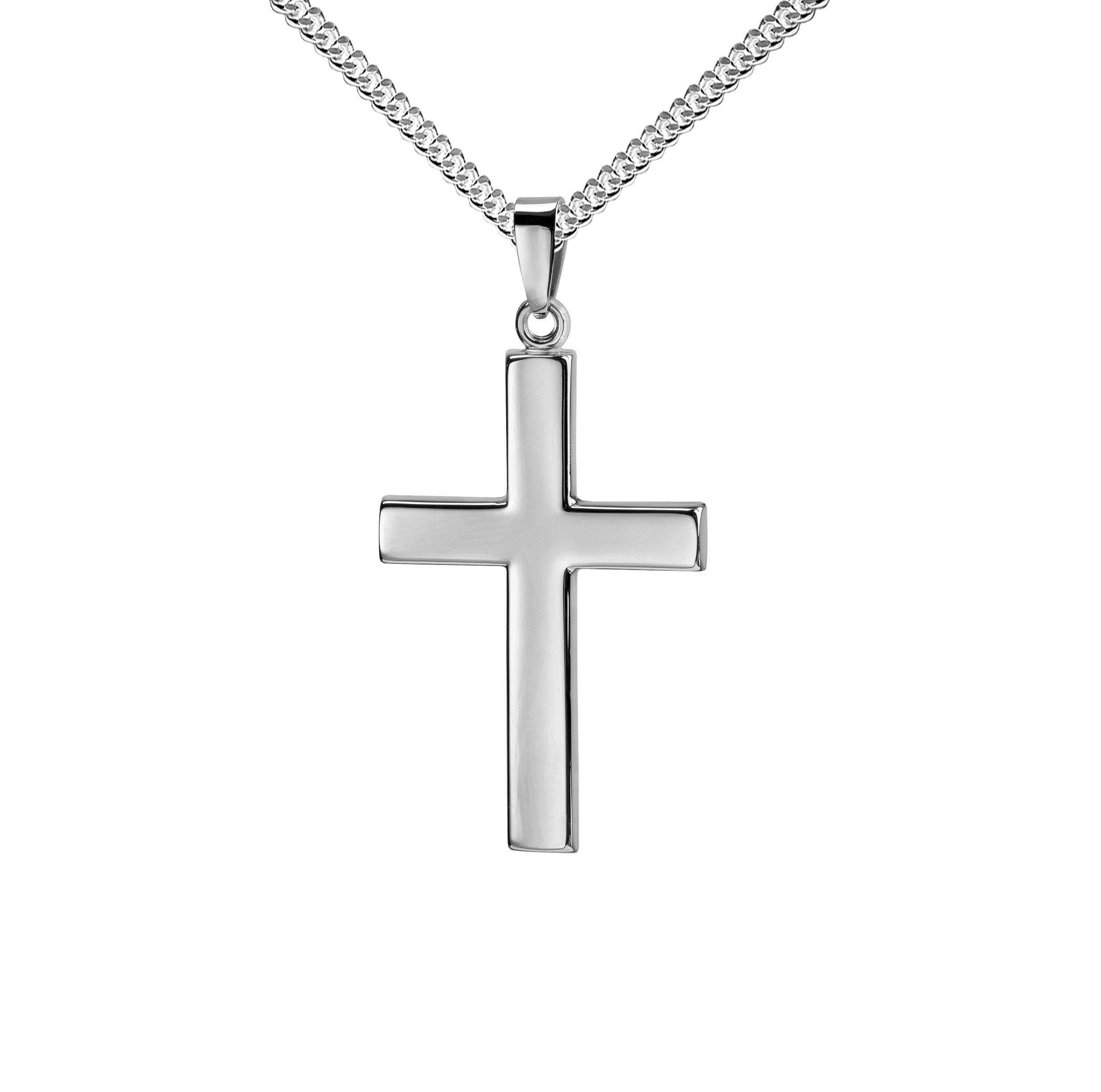 Kreuzkette großer Kreuzanhänger 925 Silber - Made in Germany
