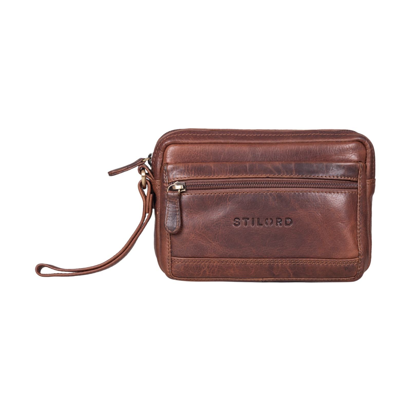 STILORD Messenger Bag “Pax” Handgelenktasche Herren kara cognac 