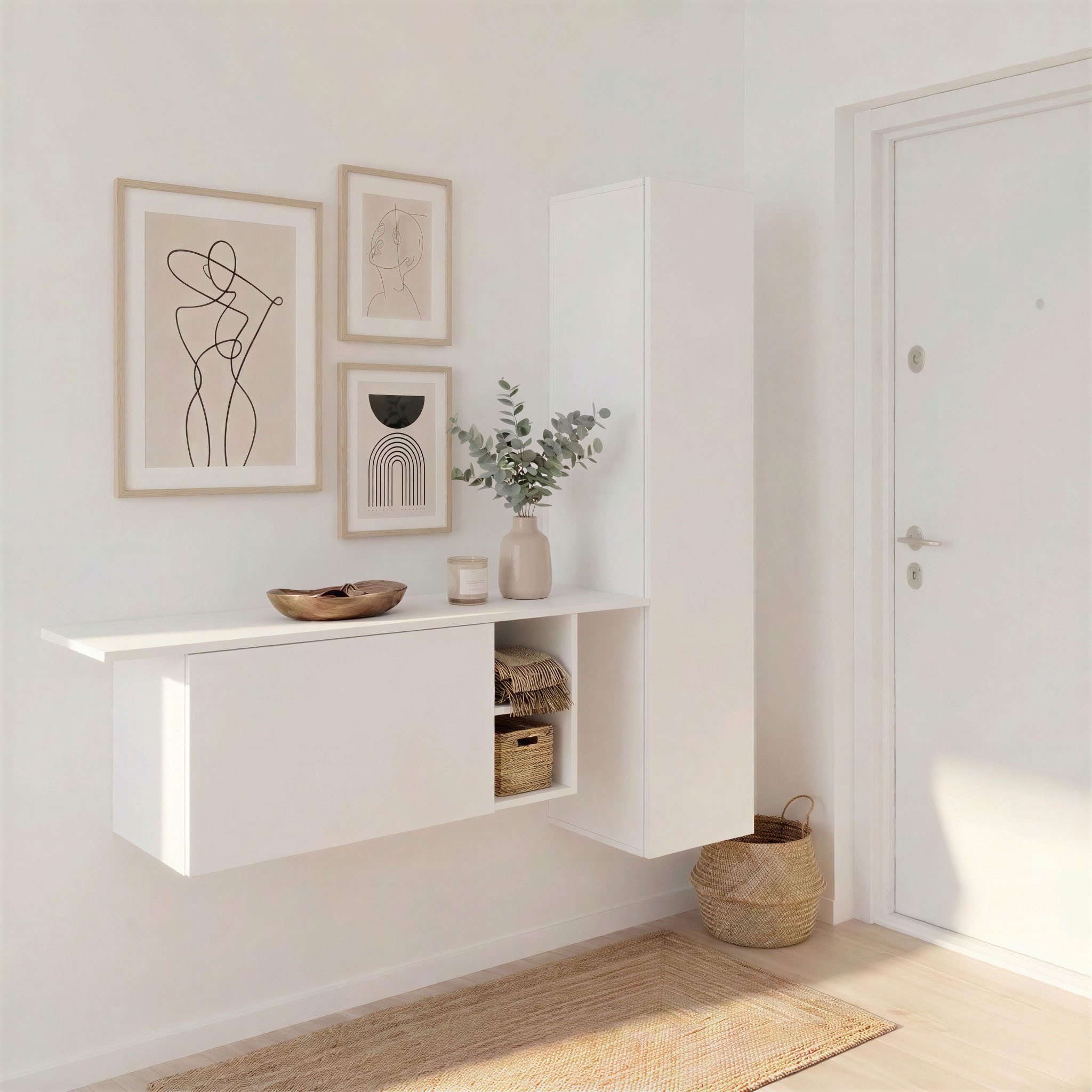 borchardt Möbel Garderoben-Set Toledo, moderne hängende Garderobe, Schminktisch mit Regalfächern, (Spar-Set), 152x140cm (BxH), viel Stauraum, viele Regalböden, modern, hängend