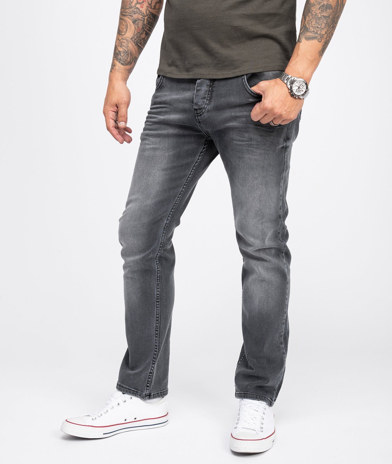 Rock Creek Regular-fit-Jeans Herren Jeans Regular Fit Dunkelgrau RC-2108 günstig online kaufen