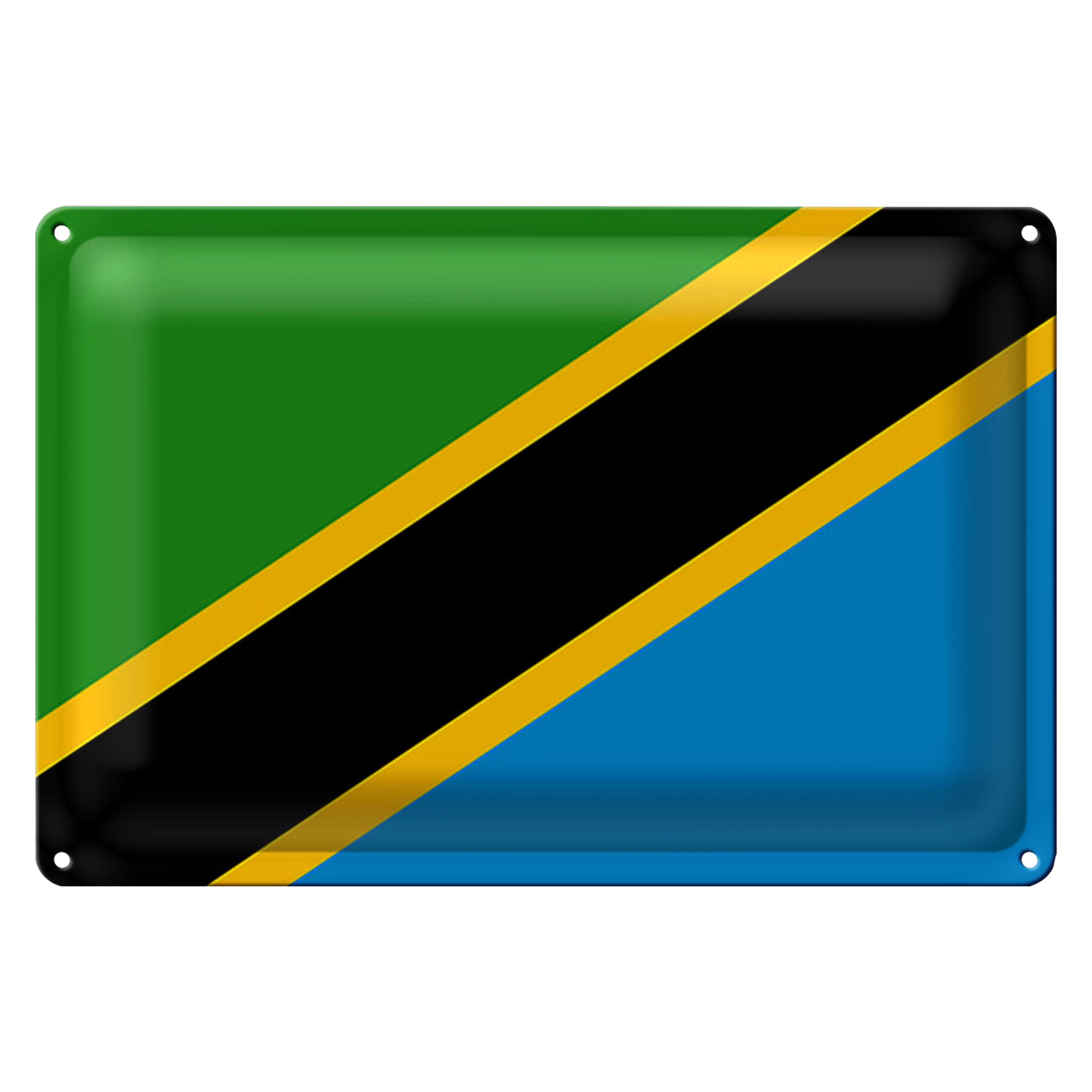 Roomando Metallschild Blechschild Flagge Tansania 30x20cm Flag of Tanzania