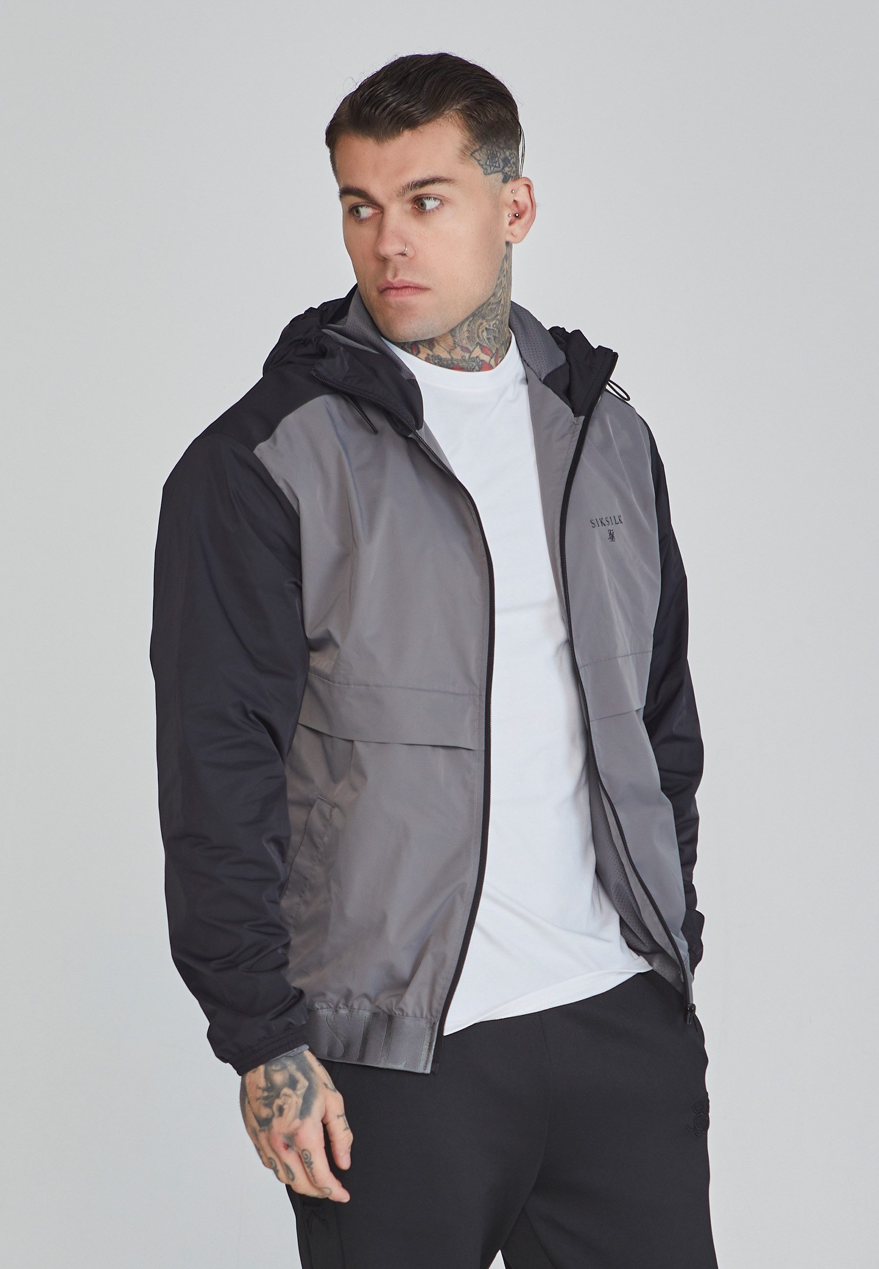 Siksilk Windbreaker SikSilk Herren Schwarze Windjacke