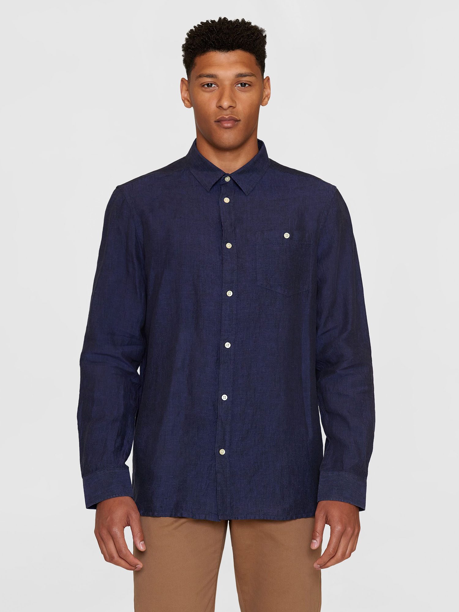 KnowledgeCotton Apparel Langarmhemd Linen Shirt