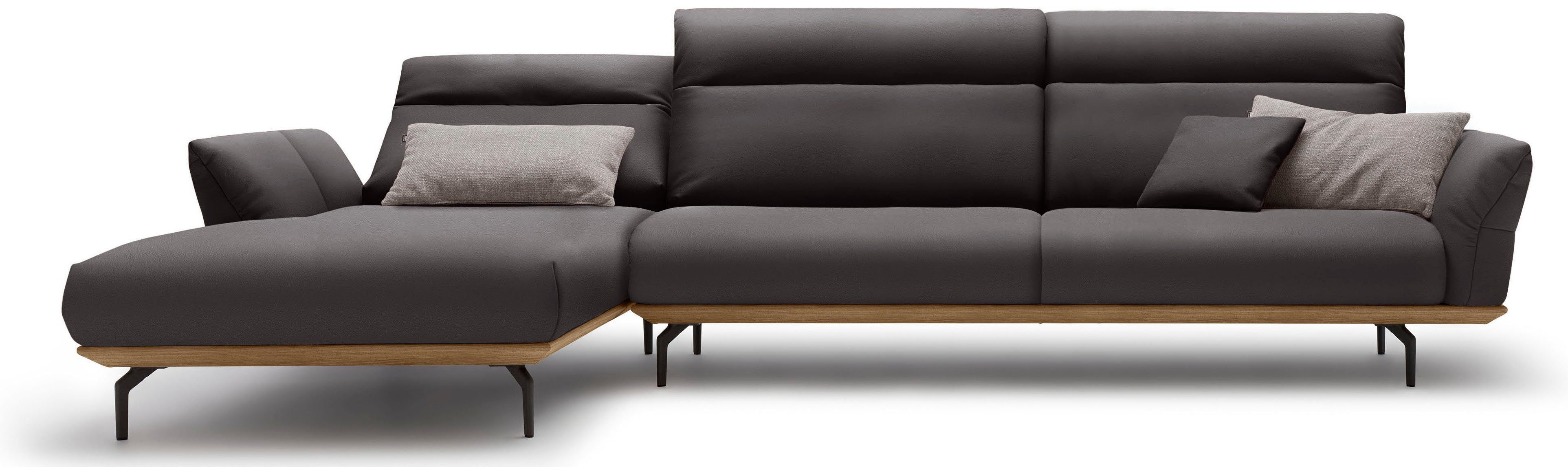 Umbragrau, Nussbaum, cm hs.460, Ecksofa in 338 Winkelfüße Sockel Breite hülsta sofa in