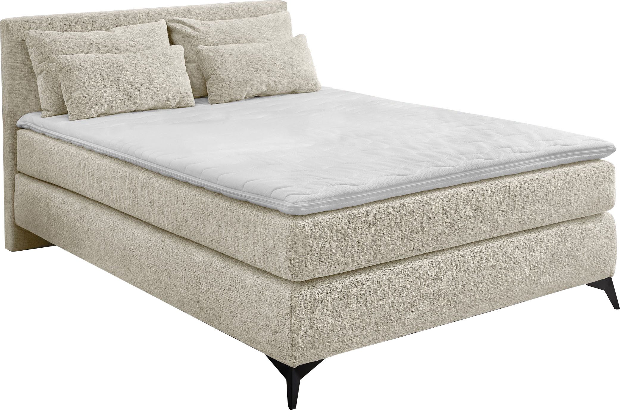 Jockenhöfer Gruppe Boxspringbett Paulina, inkl. Topper und Kissen, Härtegrade wählbar, 140x200 cm oder 180x200cm