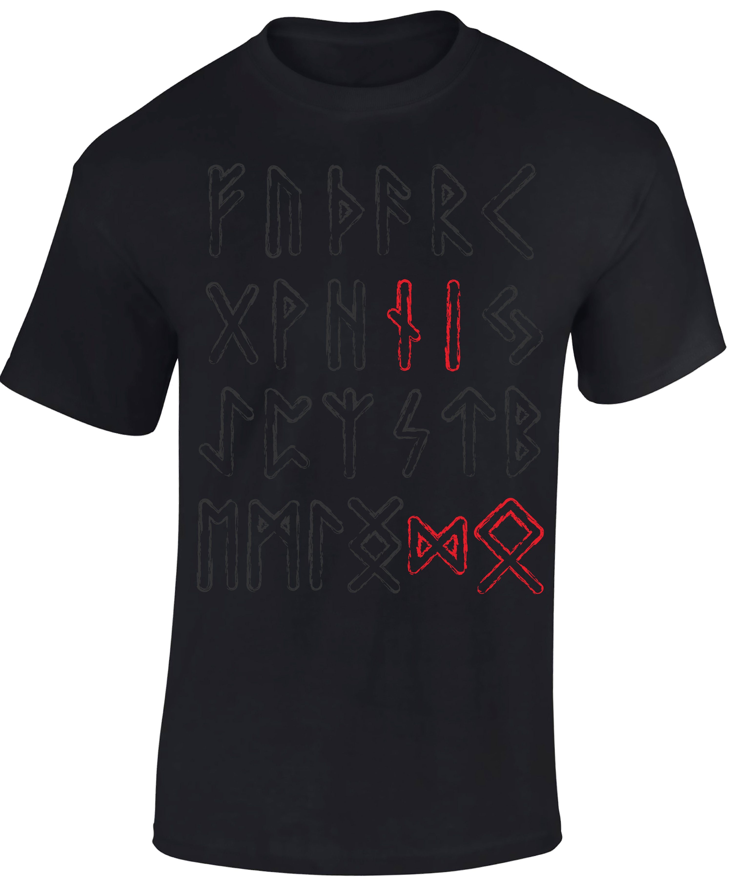 Baddery Print-Shirt Wikinger Tshirt: "Odin Runen" - Viking Shirt Männer, hochwertiger Siebdruck, auch Übergrößen, aus Baumwolle