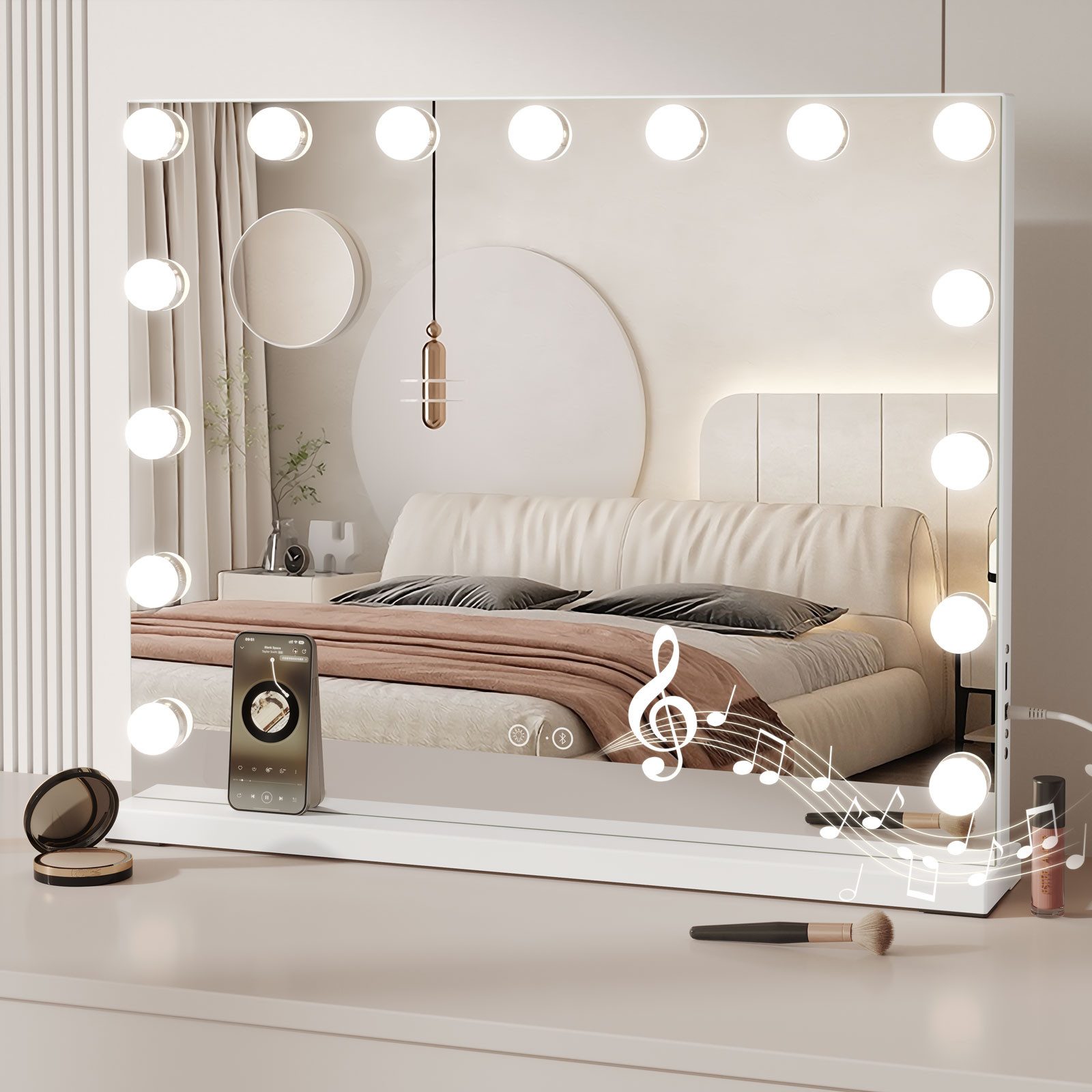Dripex Schminkspiegel Dripex Bluetooth Hollywood Schminkspiegel mit 15/18/20LED